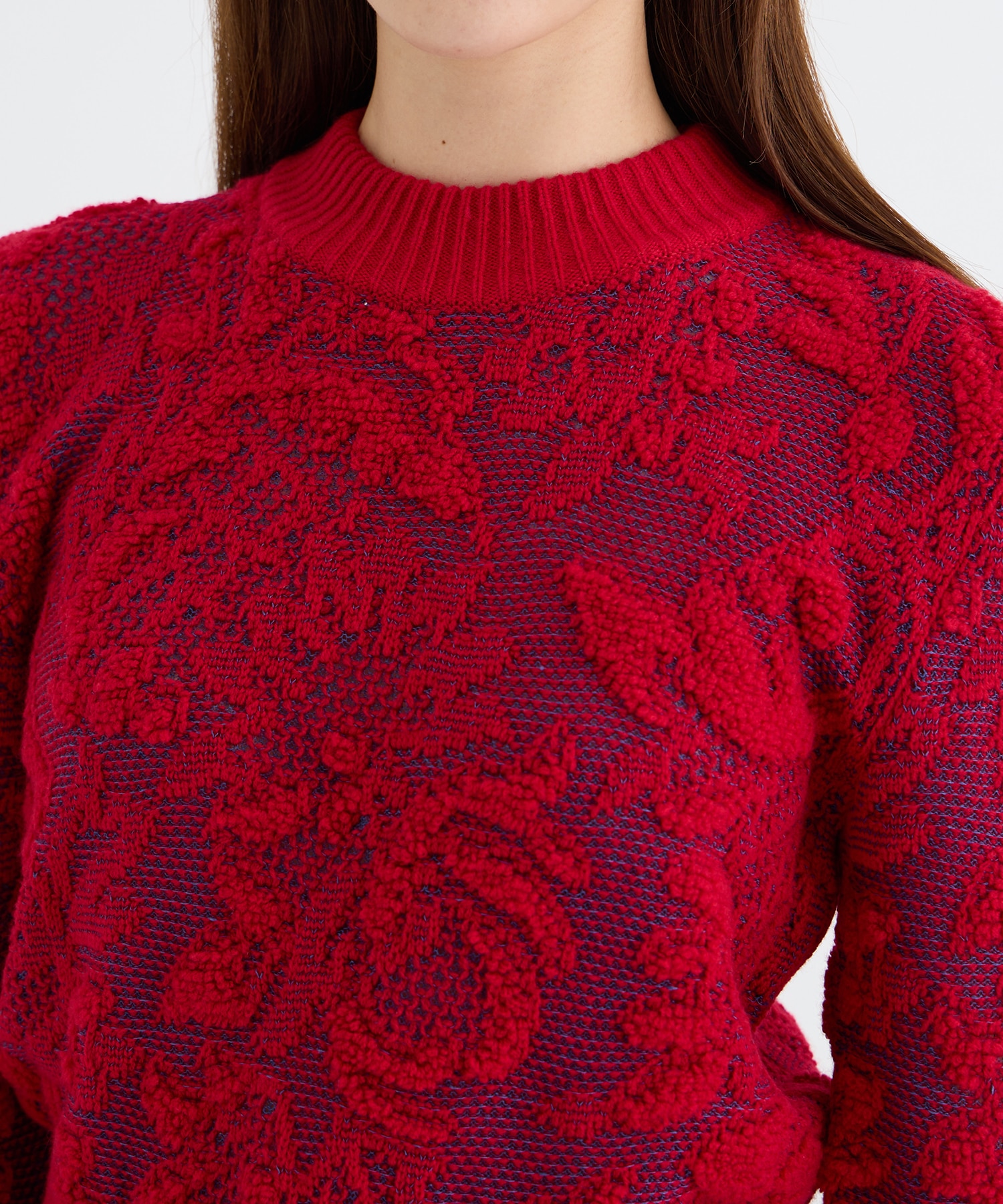 SQUARE SHOULDER LACE JACQUARD SWEATER PHOTOCOPIEU