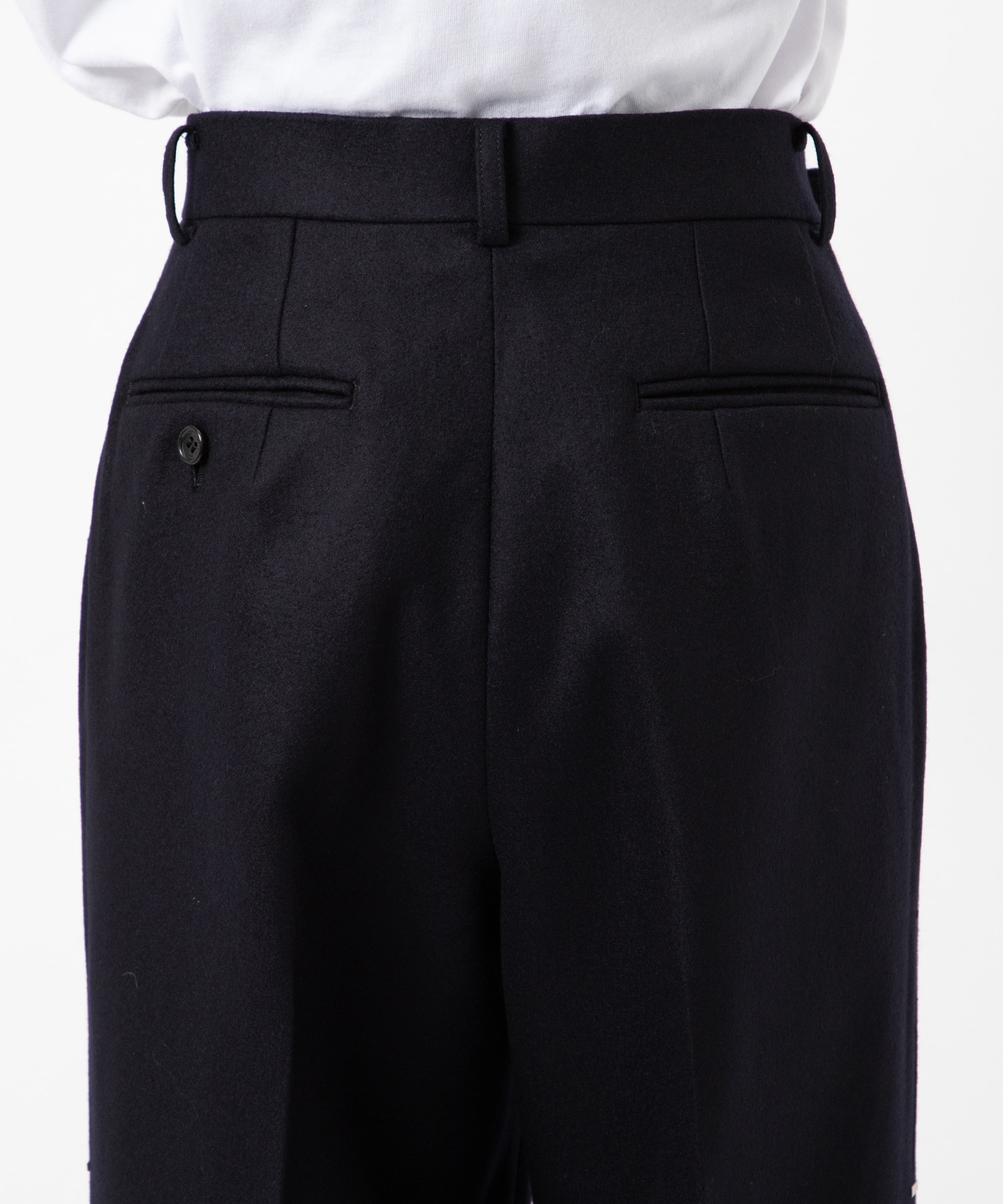 MELTON METAL LINE WIDE TROUSERS JOHN LAWRENCE SULLIVAN