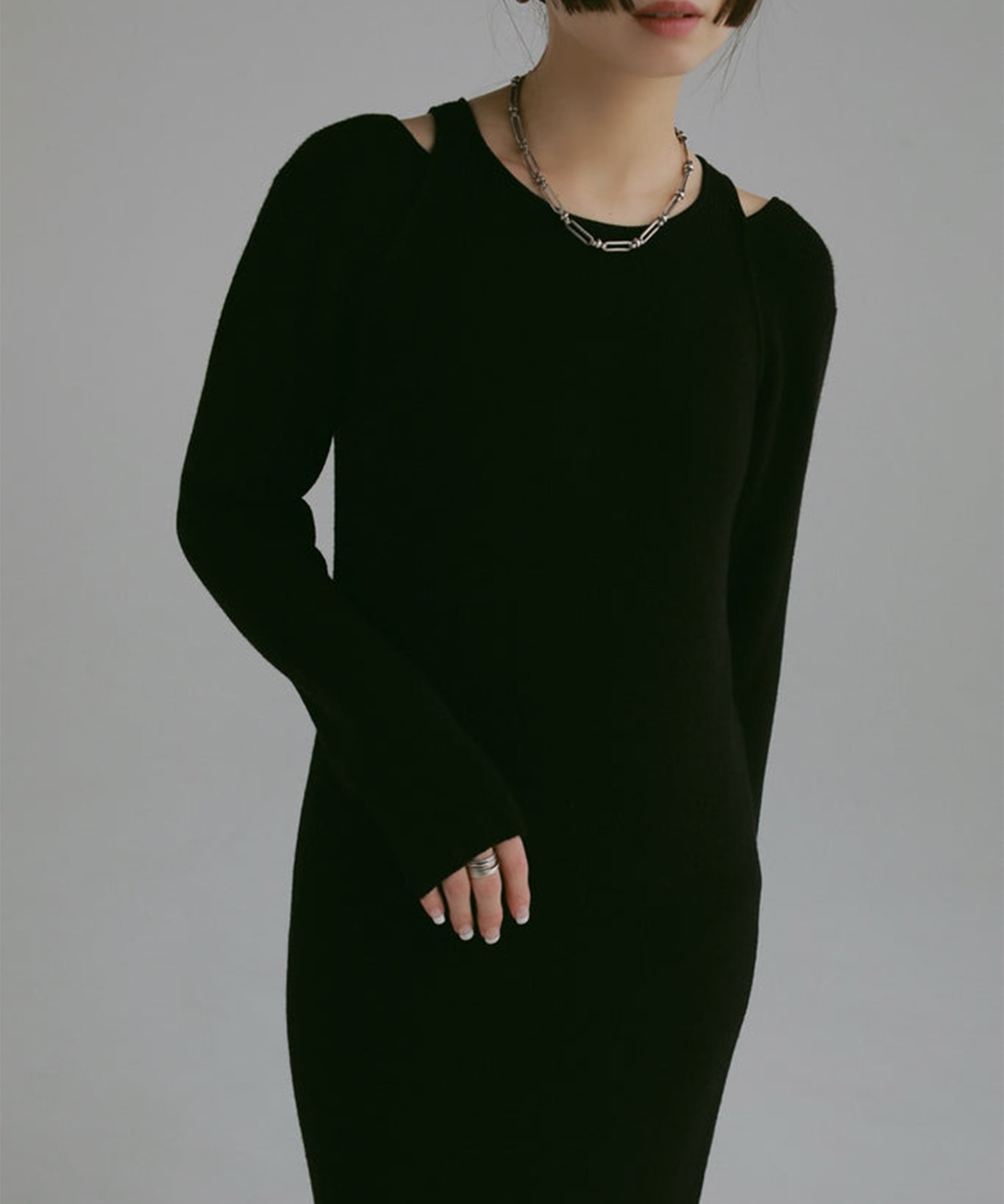 shoulder cut knit dress Louren