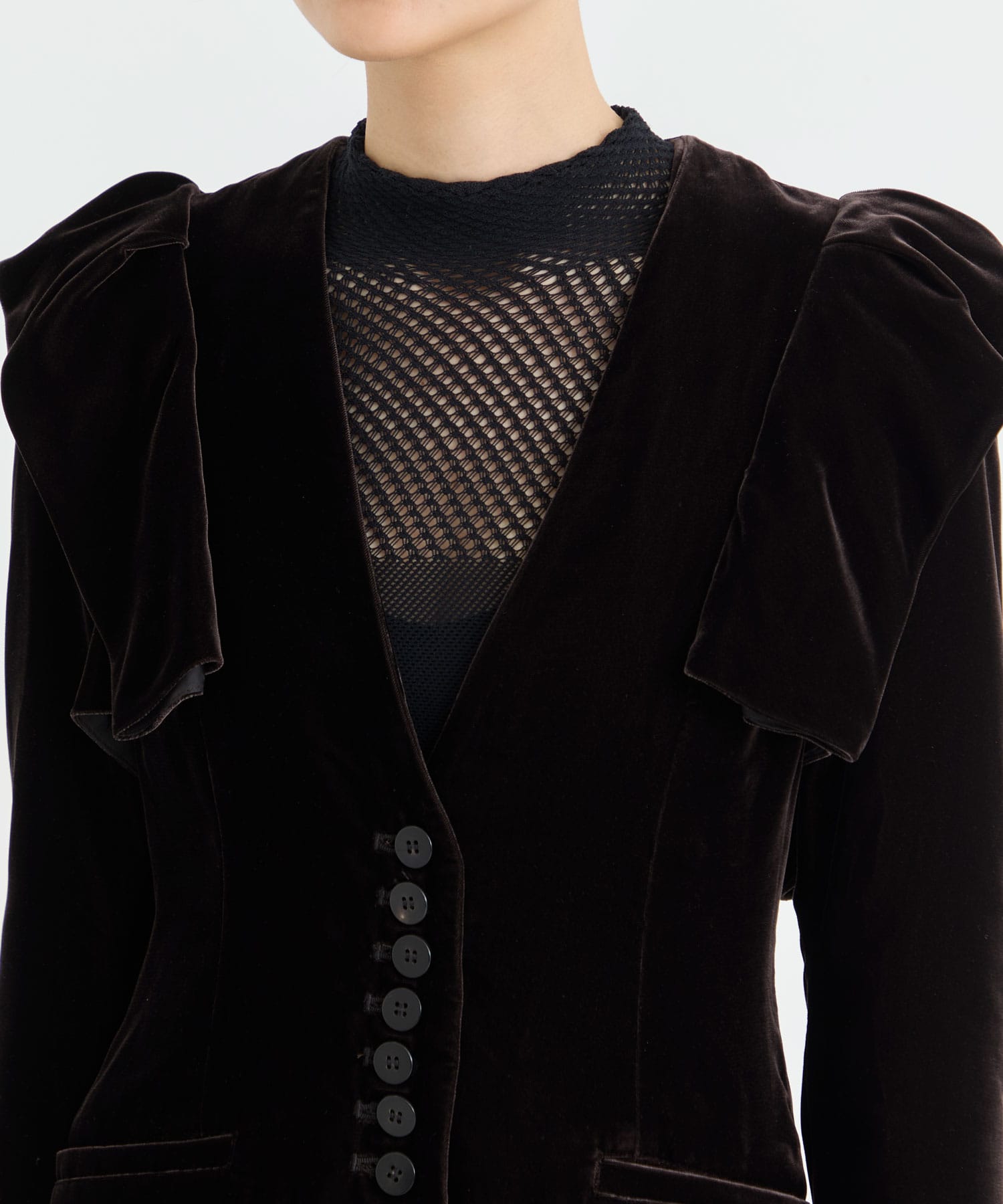 VELVET FRILL SHOULDER JACKET FETICO