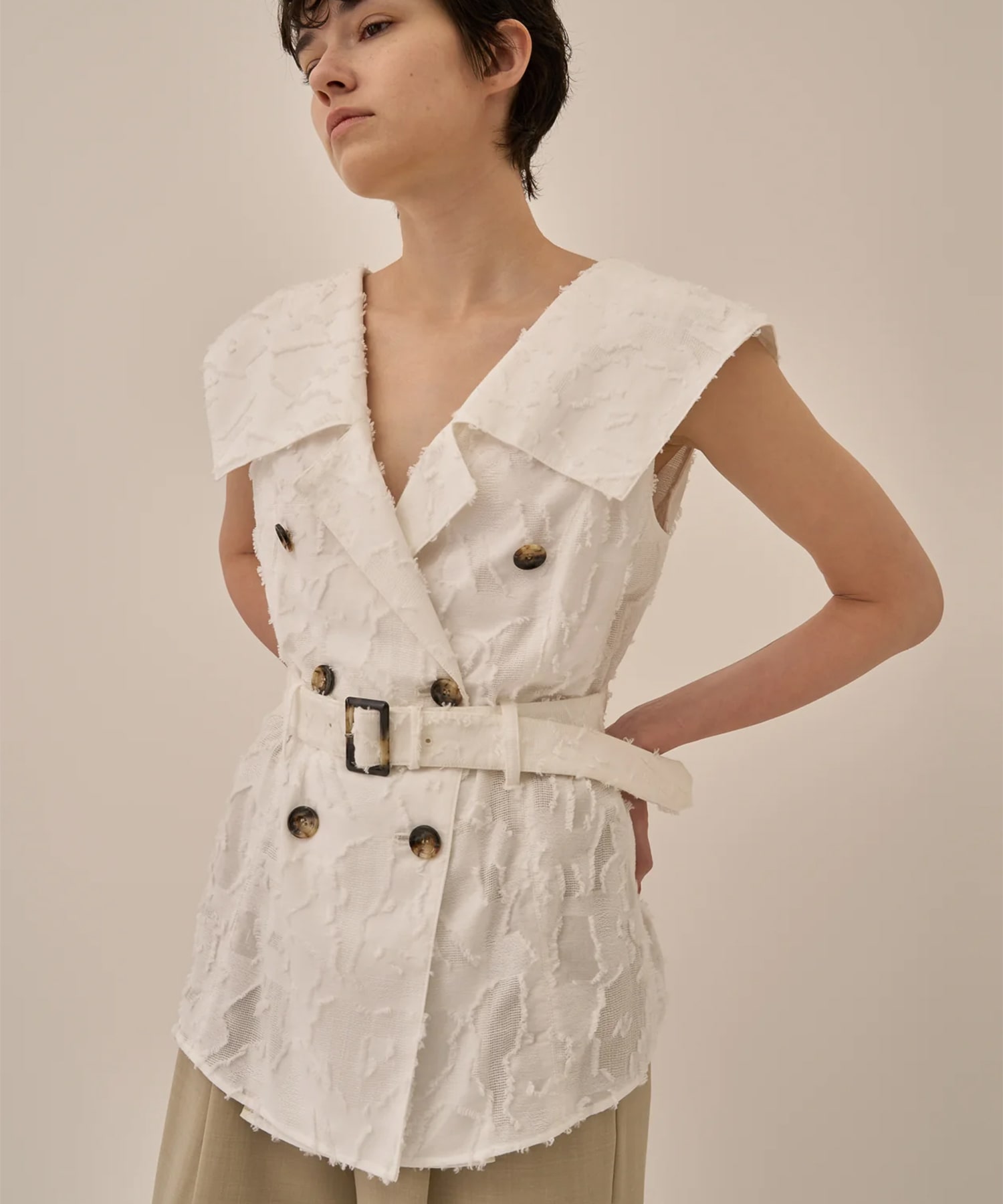 Block flower shirt WH AKIRANAKA