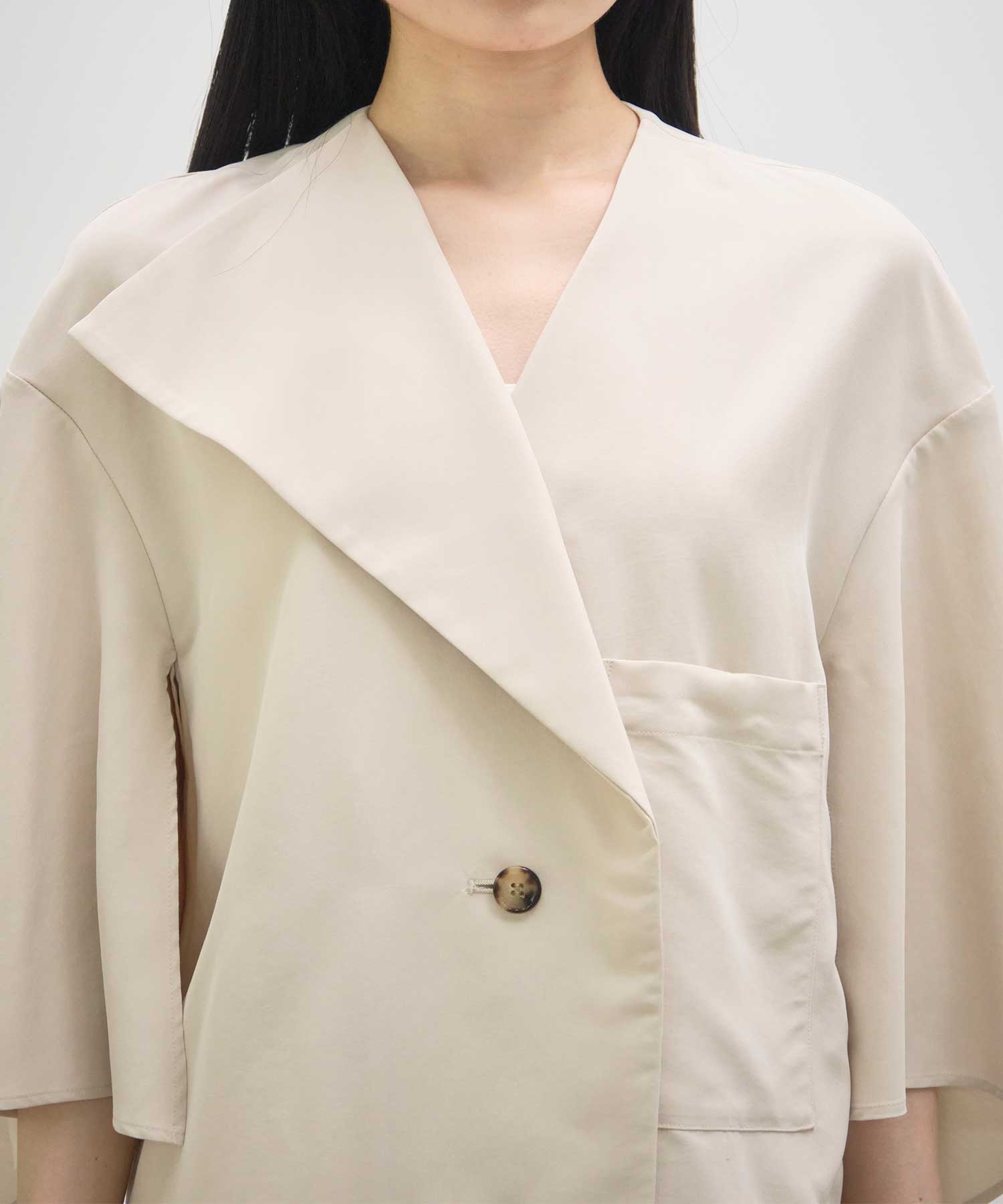 Liese panel sleeve shirt O.WHT AKIRANAKA
