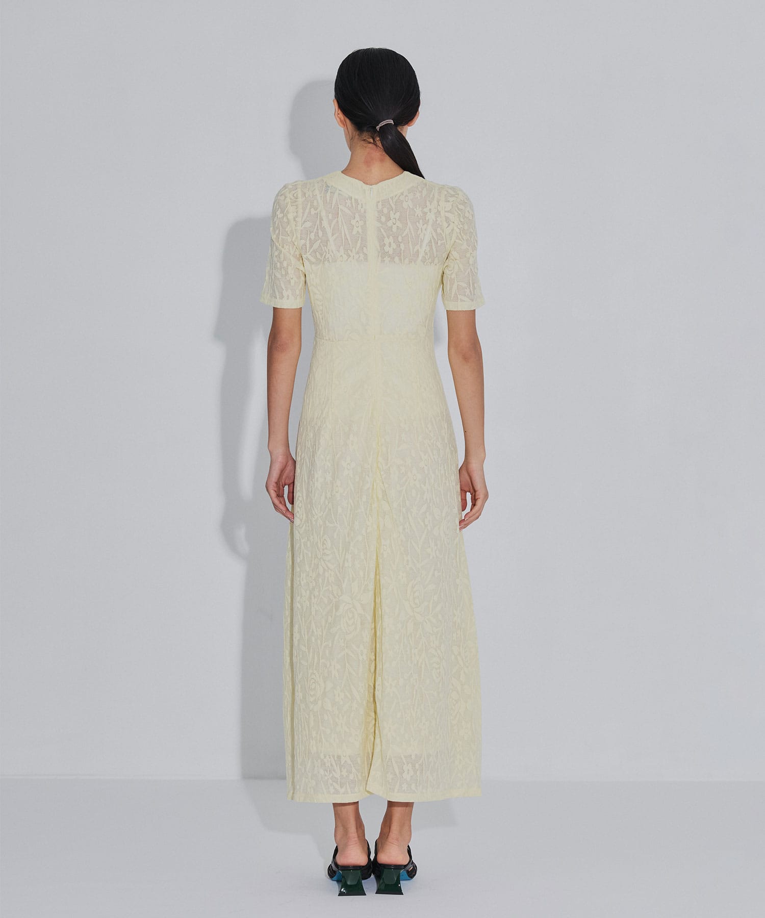 別注 FLOWER JACQUARD SHORT SLEEVE DRESS PHOTOCOPIEU
