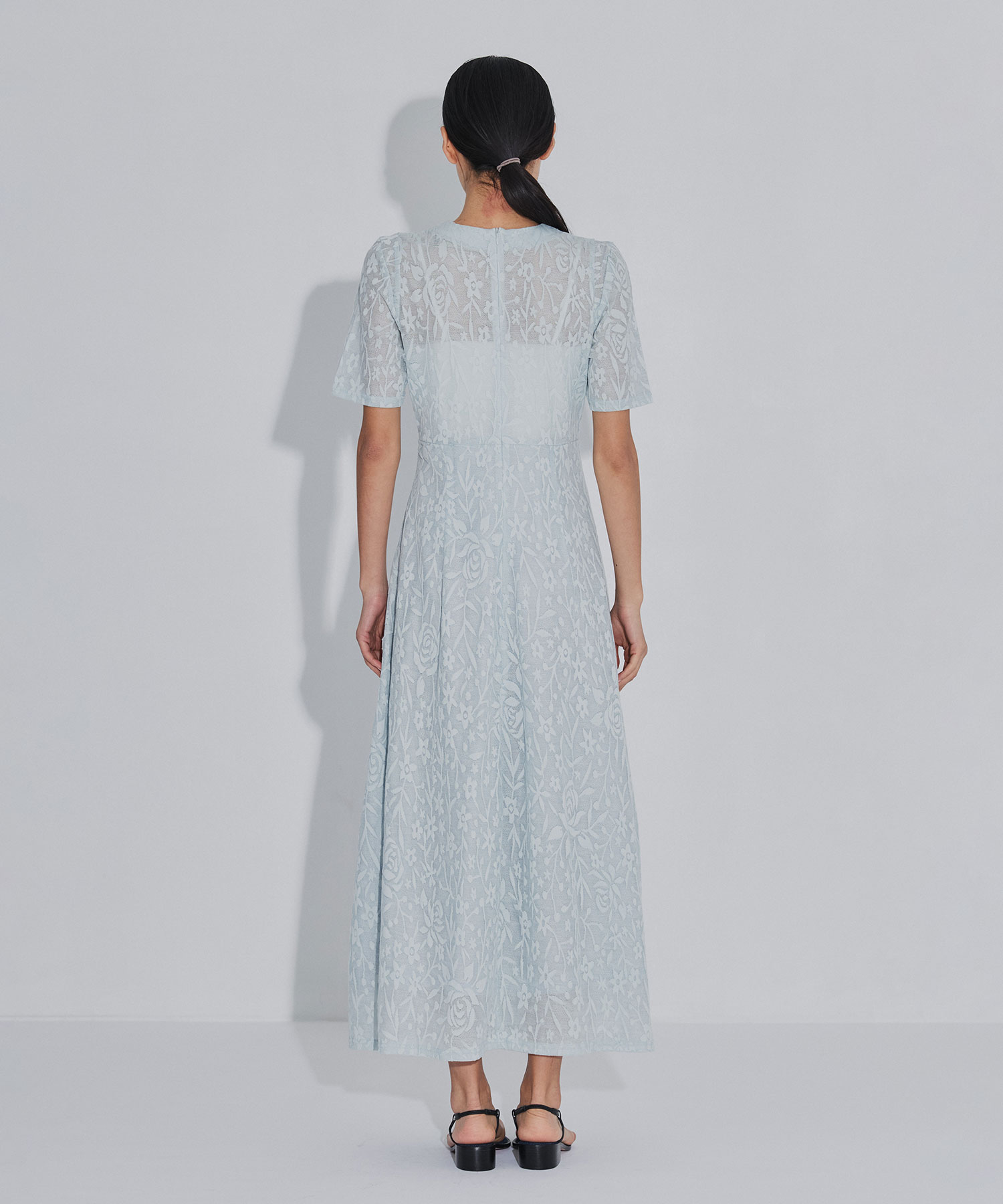 別注 FLOWER JACQUARD SHORT SLEEVE DRESS PHOTOCOPIEU