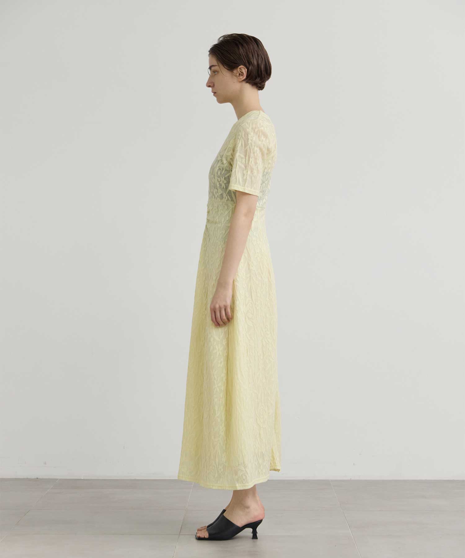 別注 FLOWER JAQUARD SHORT SLEEVE DRESS PHOTOCOPIEU