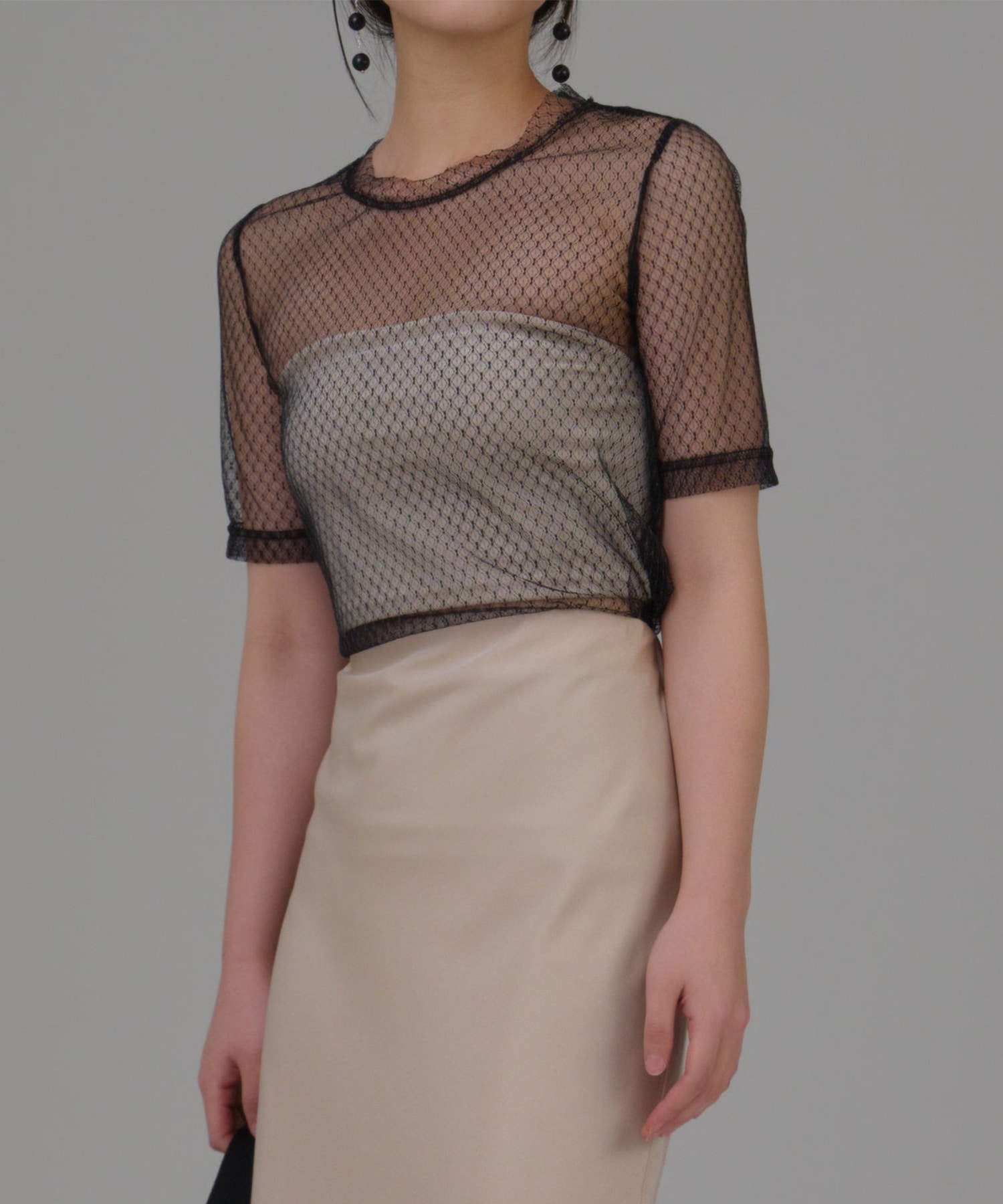 【WEB限定】tulle lace tops Louren