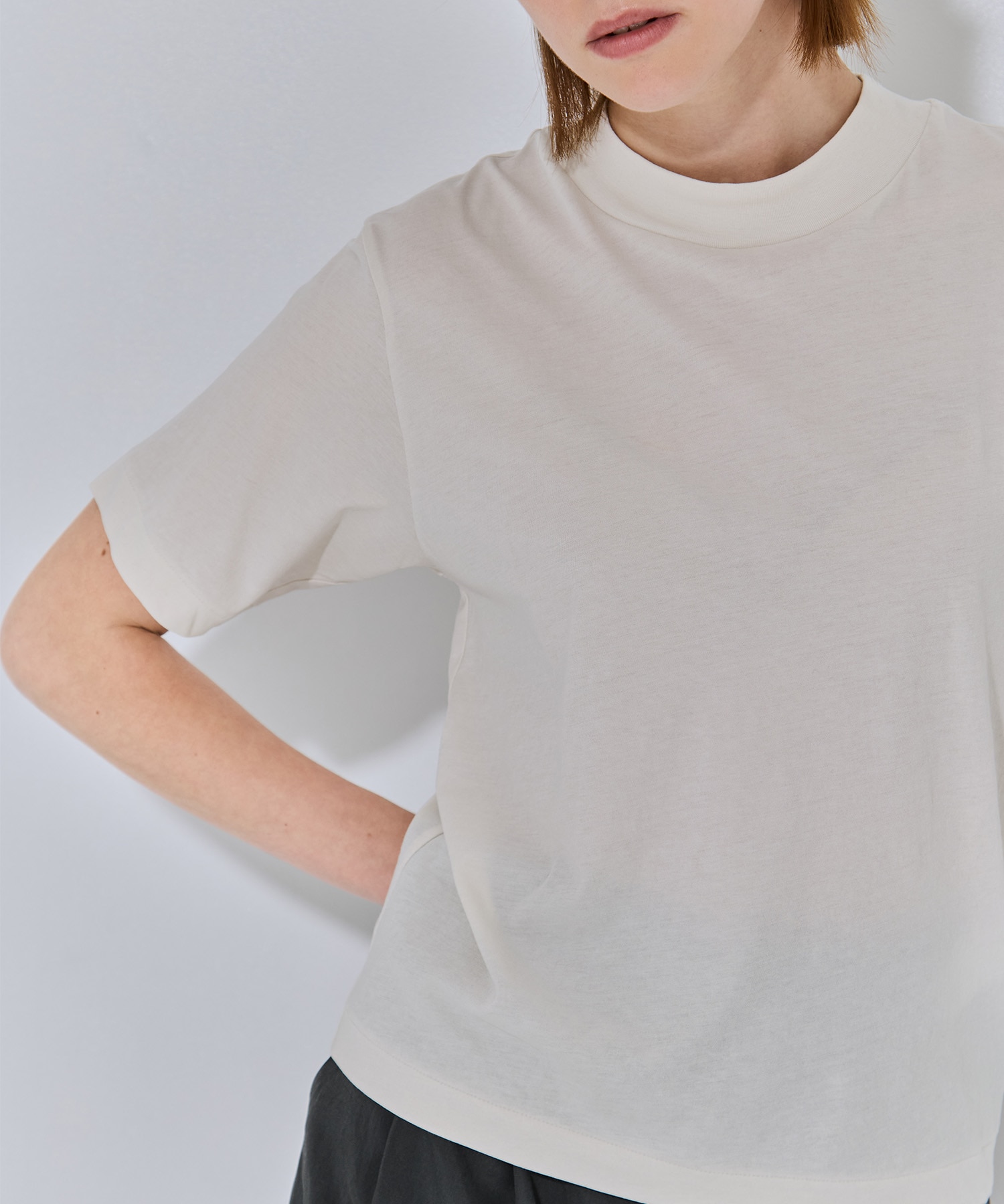 FRESCA NUBUCK MOCK NECK T SHIRTS ATON