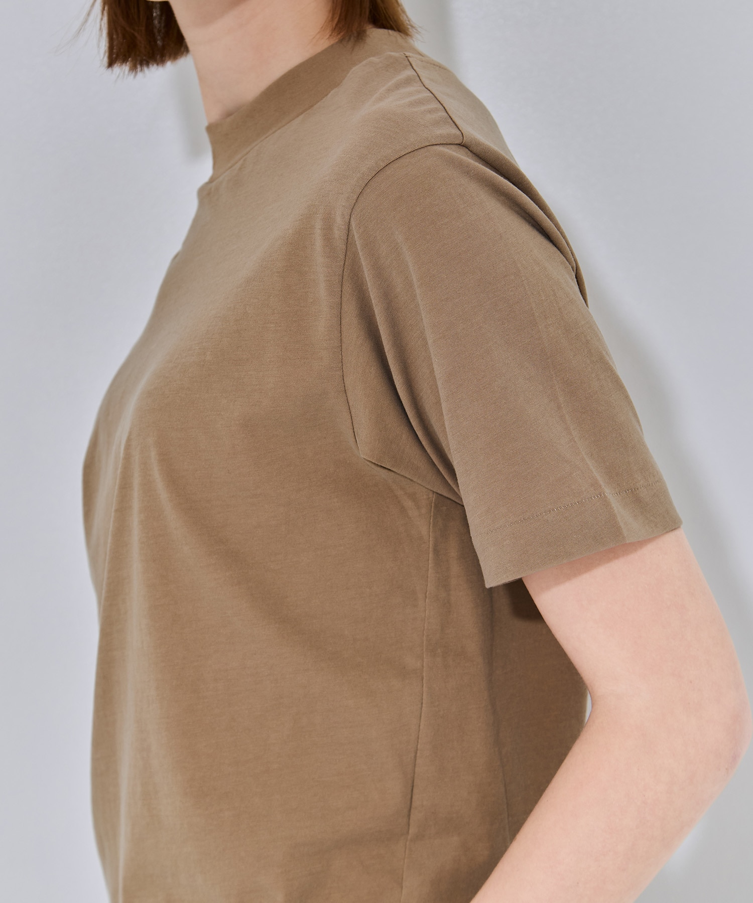 FRESCA NUBUCK MOCK NECK T SHIRTS ATON