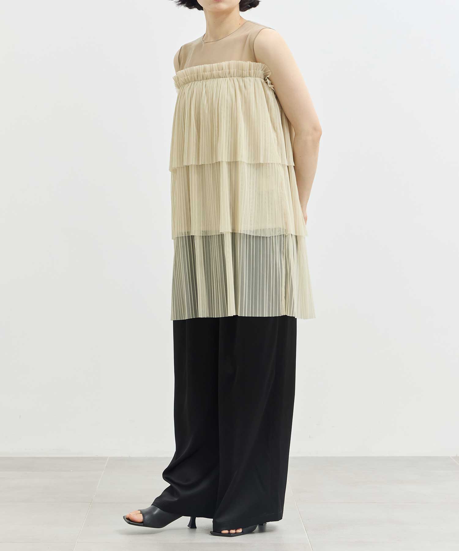 tulle pleats tiered tops Louren