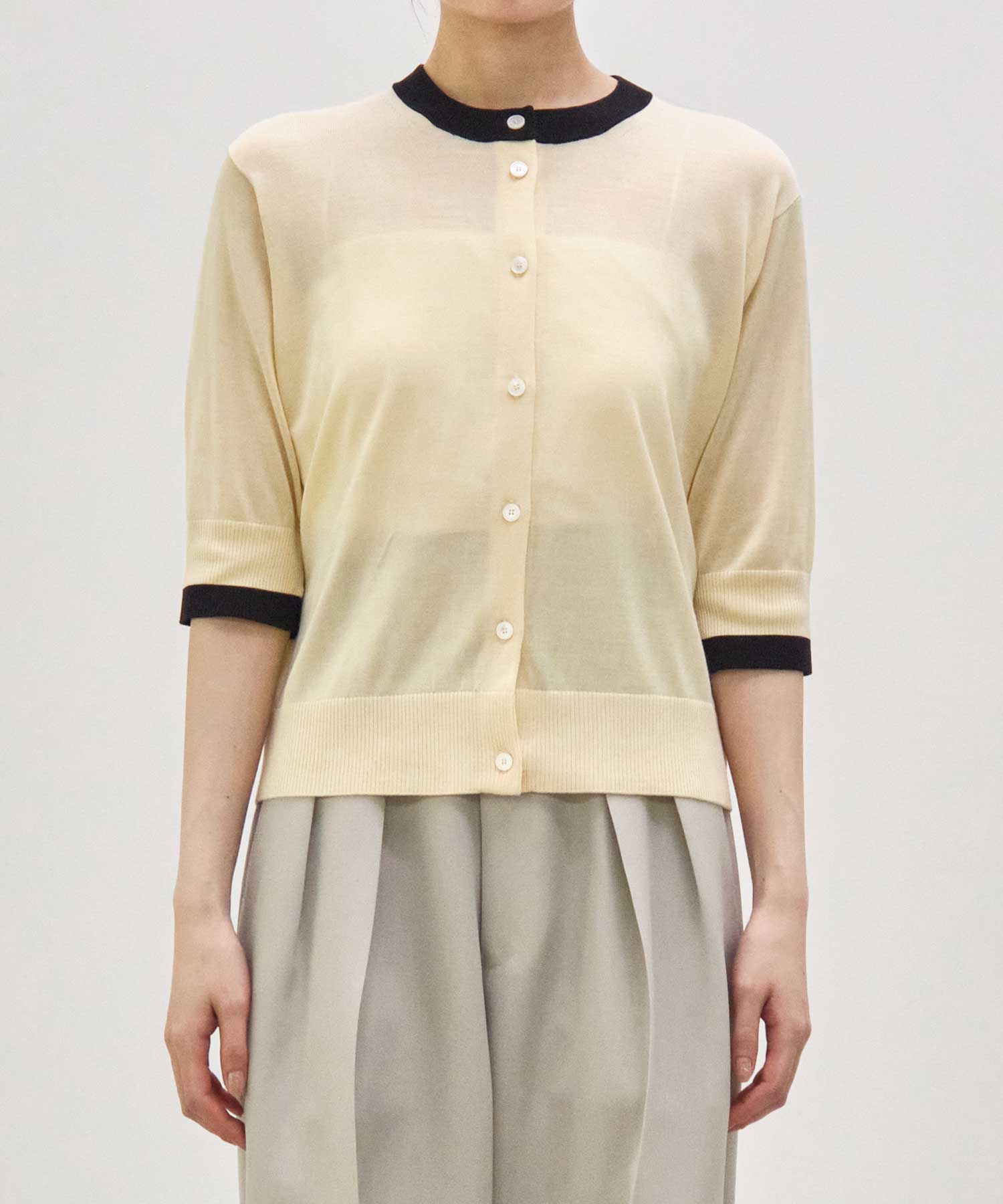 別注 Washable Silk Half Sleeve Cardigan CINOH