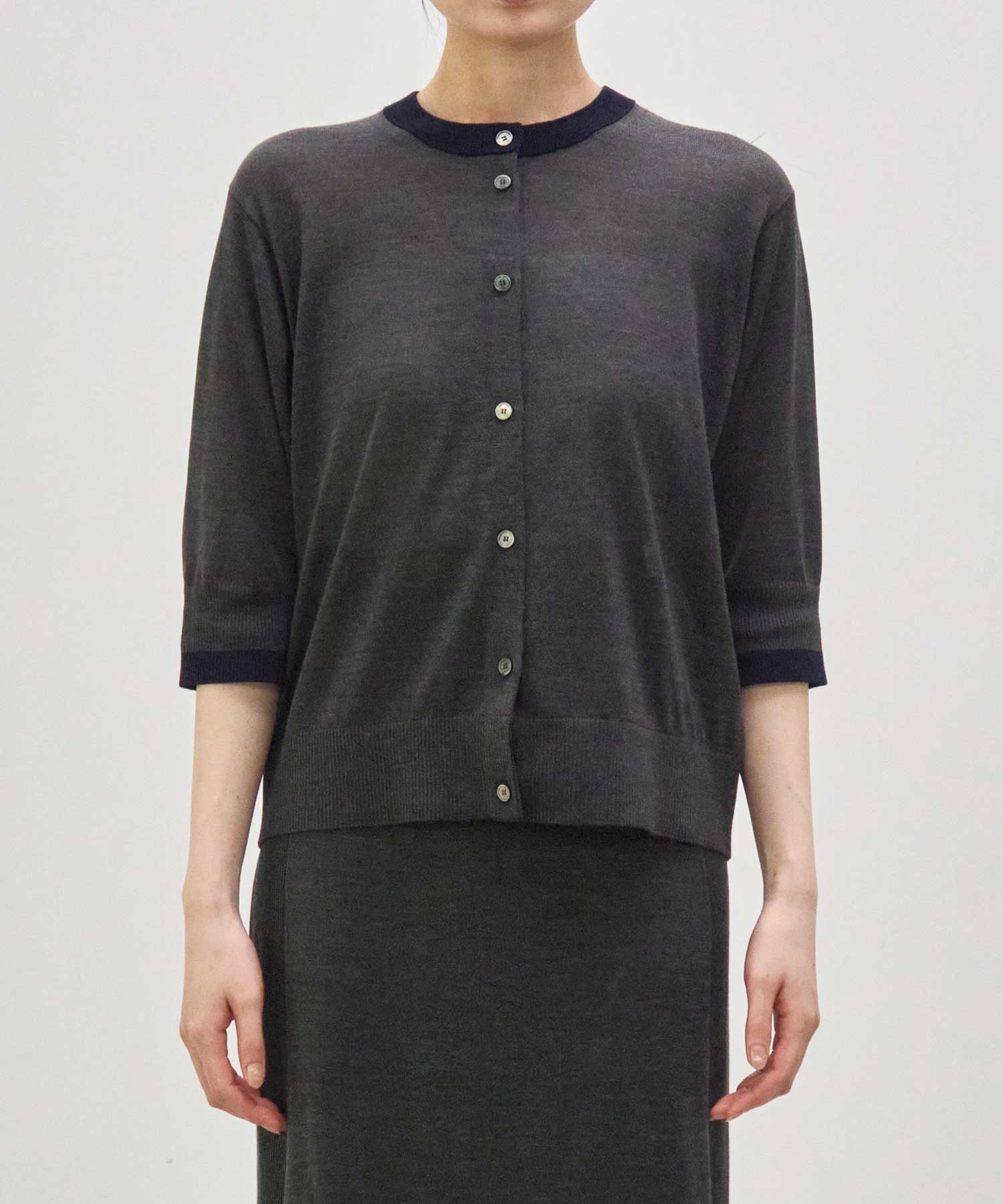 別注 Washable Silk Half Sleeve Cardigan CINOH