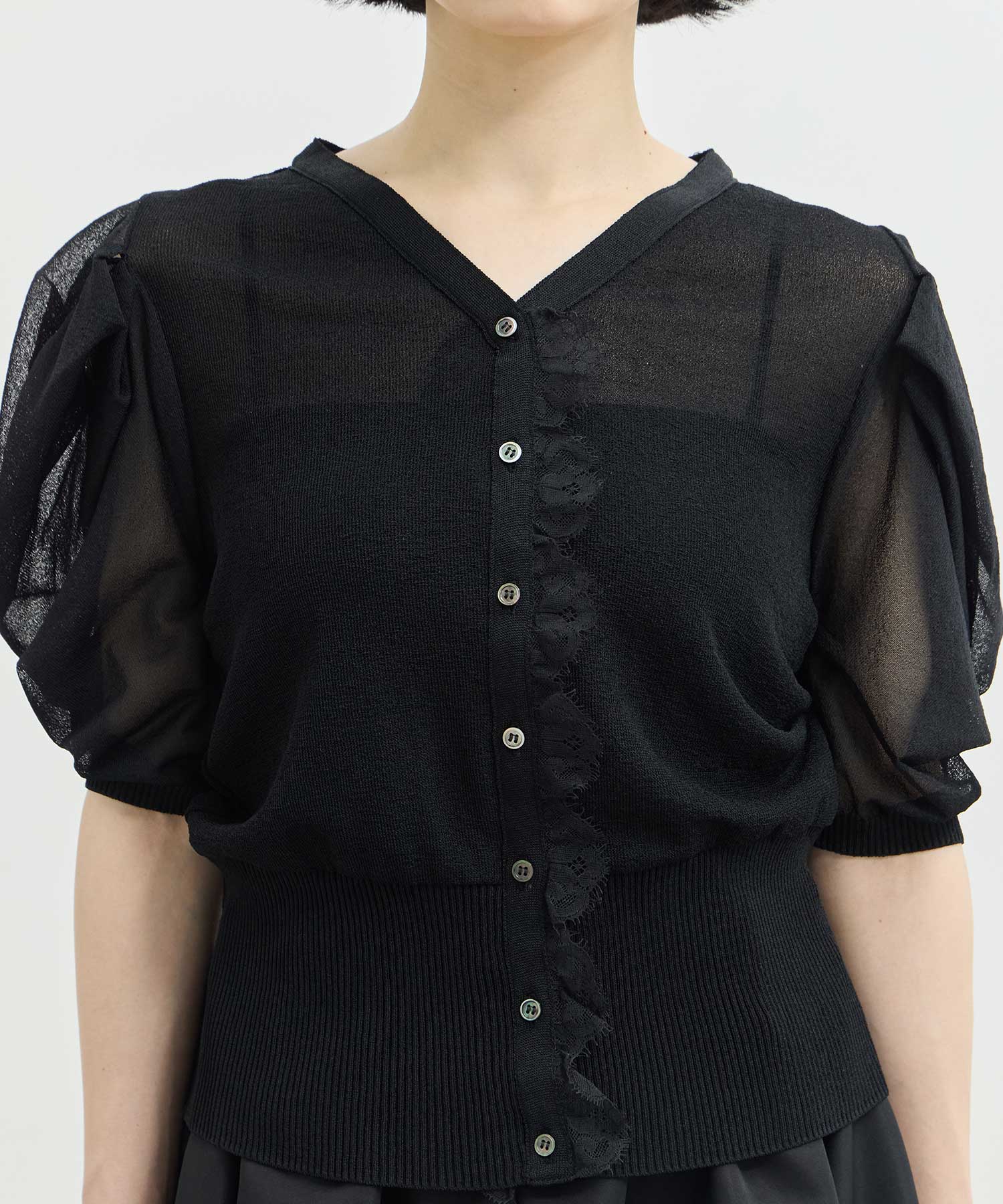 Harf Sleeve Lace Knit Cardigan THE TOKYO