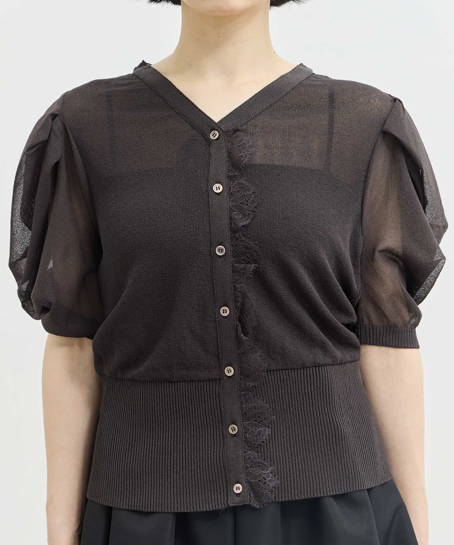 Harf Sleeve Lace Knit Cardigan THE TOKYO