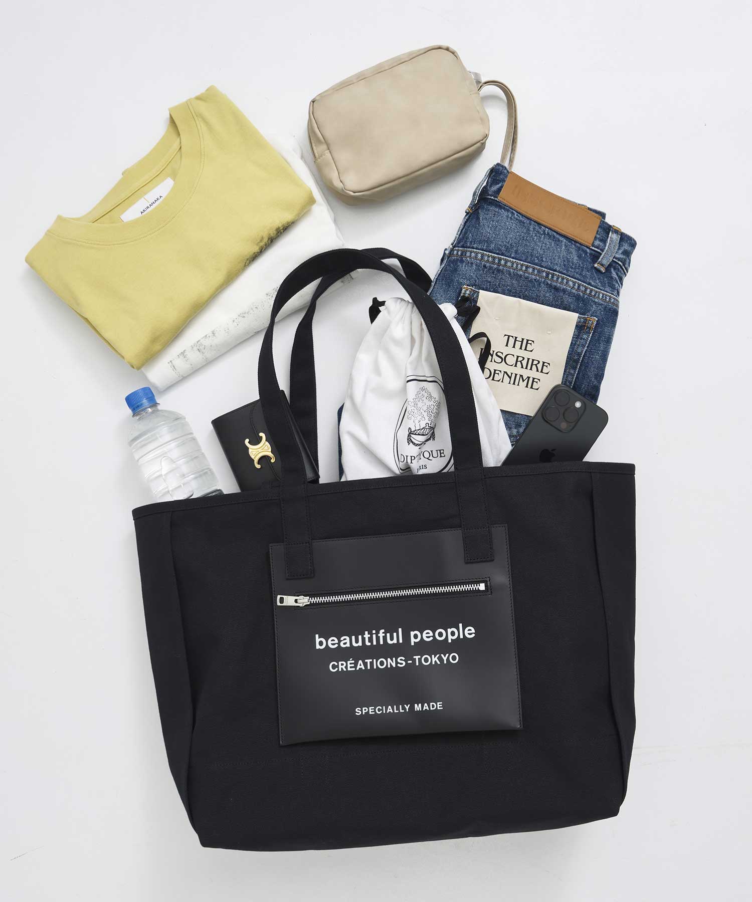 別注 Logo Leather Pocket Big Tote Bag beautiful people