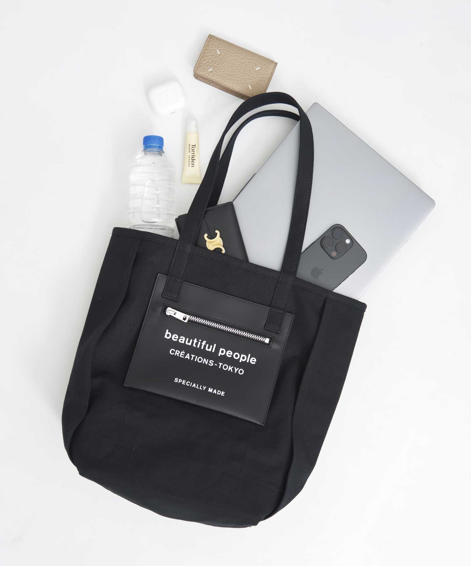 別注 Logo Leather Pocket Tote Bag beautiful people