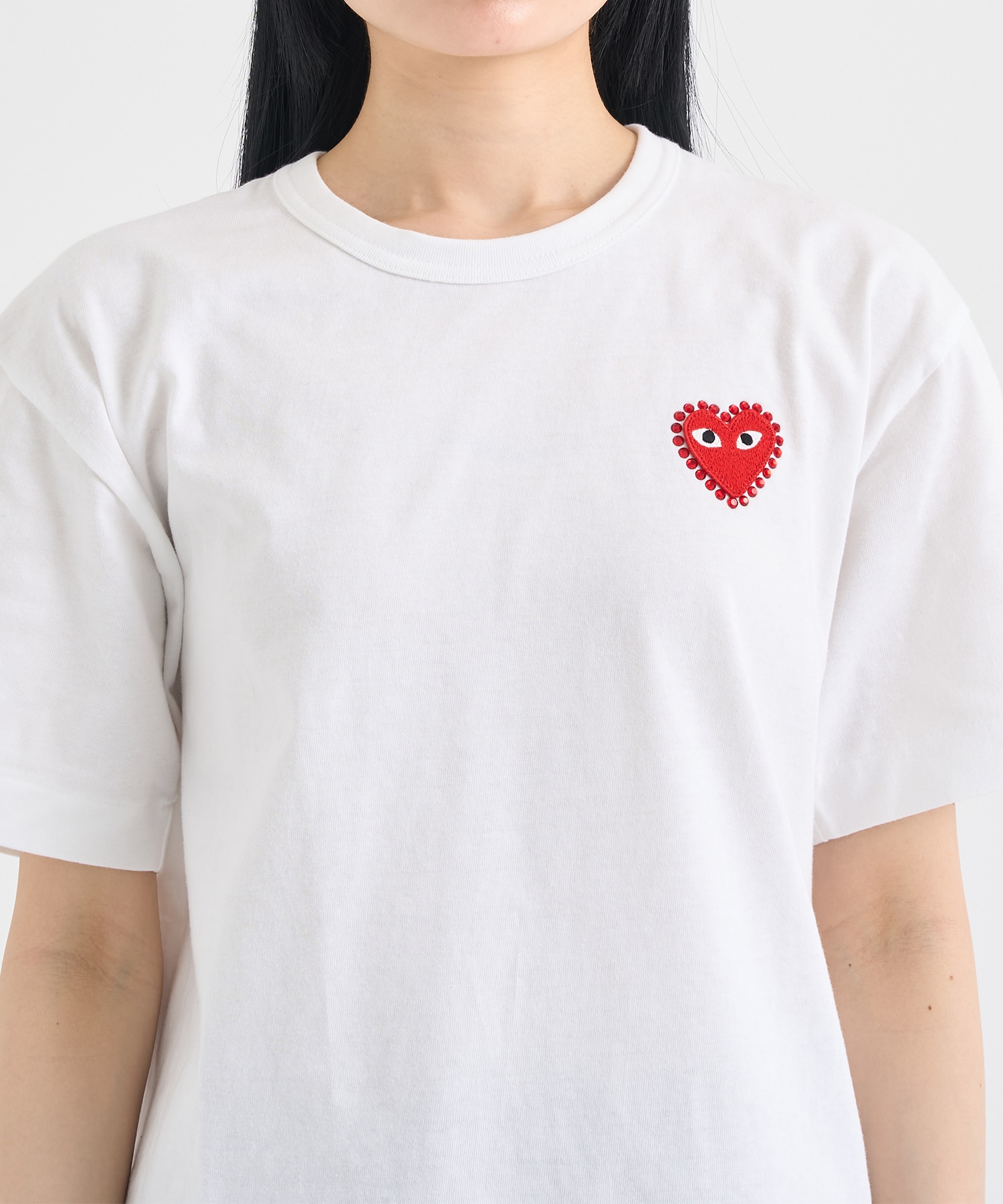 T-SHIRT RHINESTONE EMBLEM RHINESTONE HEART PLAY Comme des Garcons