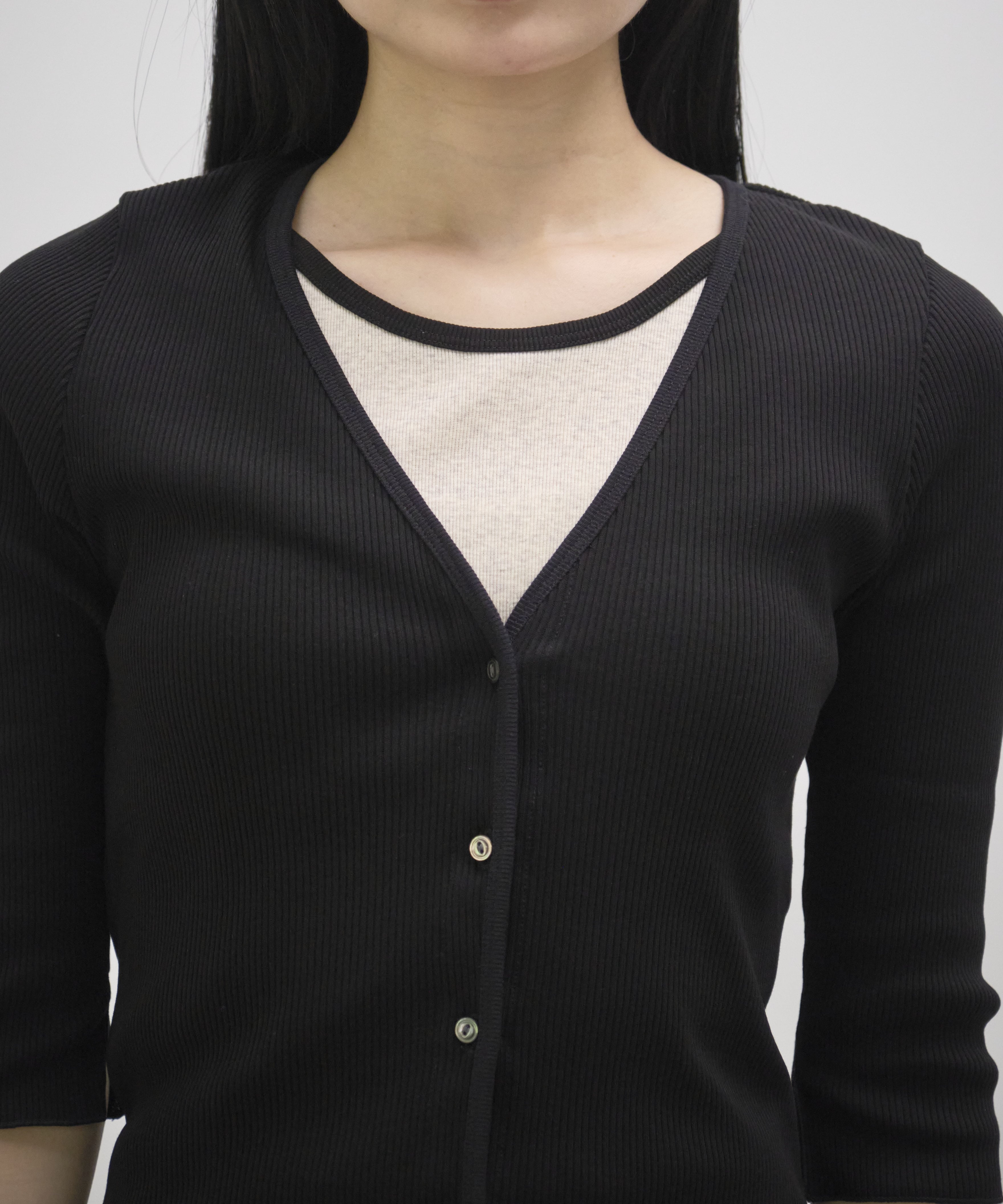 V Neck 3/4 Sleeve Cardigan GOOD PEOPLE GOOD STITCHING GOOD PRODUCT