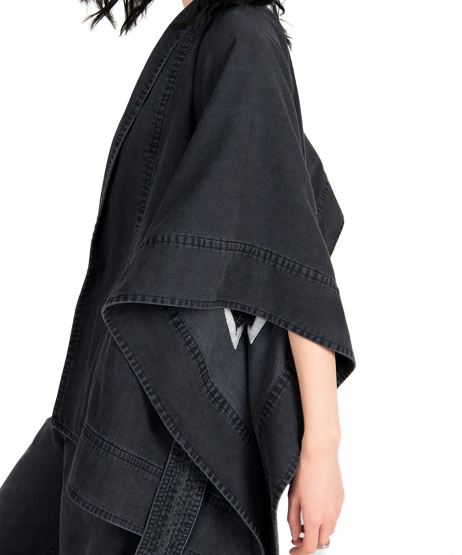 Kimono Light Weight Denim Jacket Black STUDIO R330