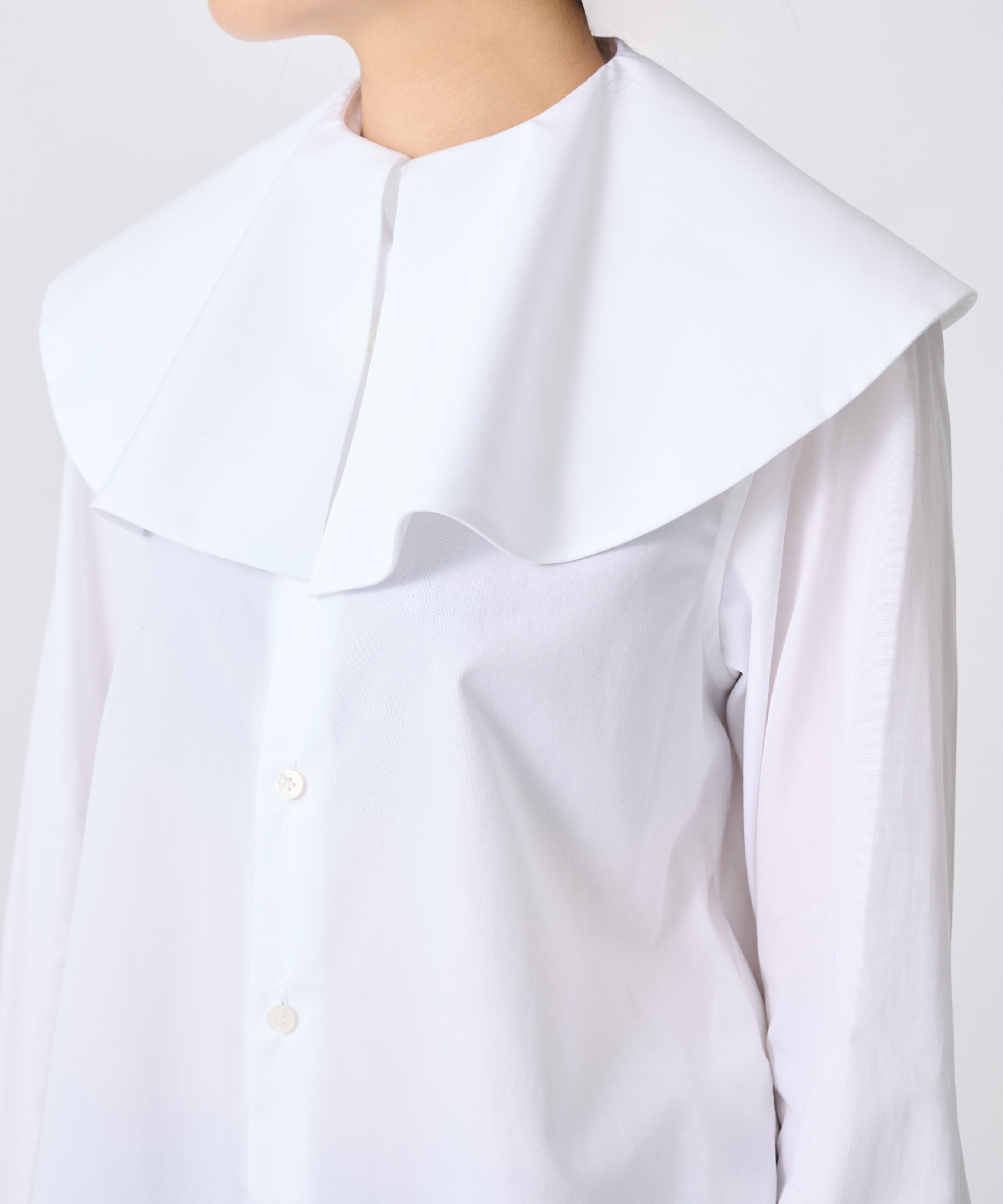 3P-B004-051 Flower Collar Shirt noir kei ninomiya
