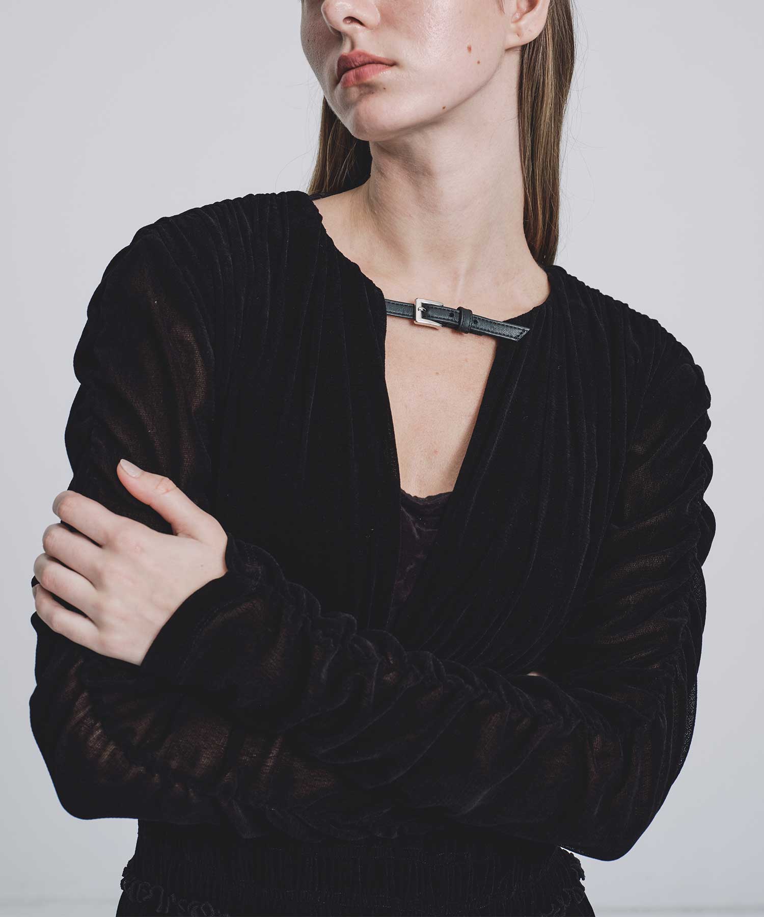 Velvet tulle shirring dress FETICO