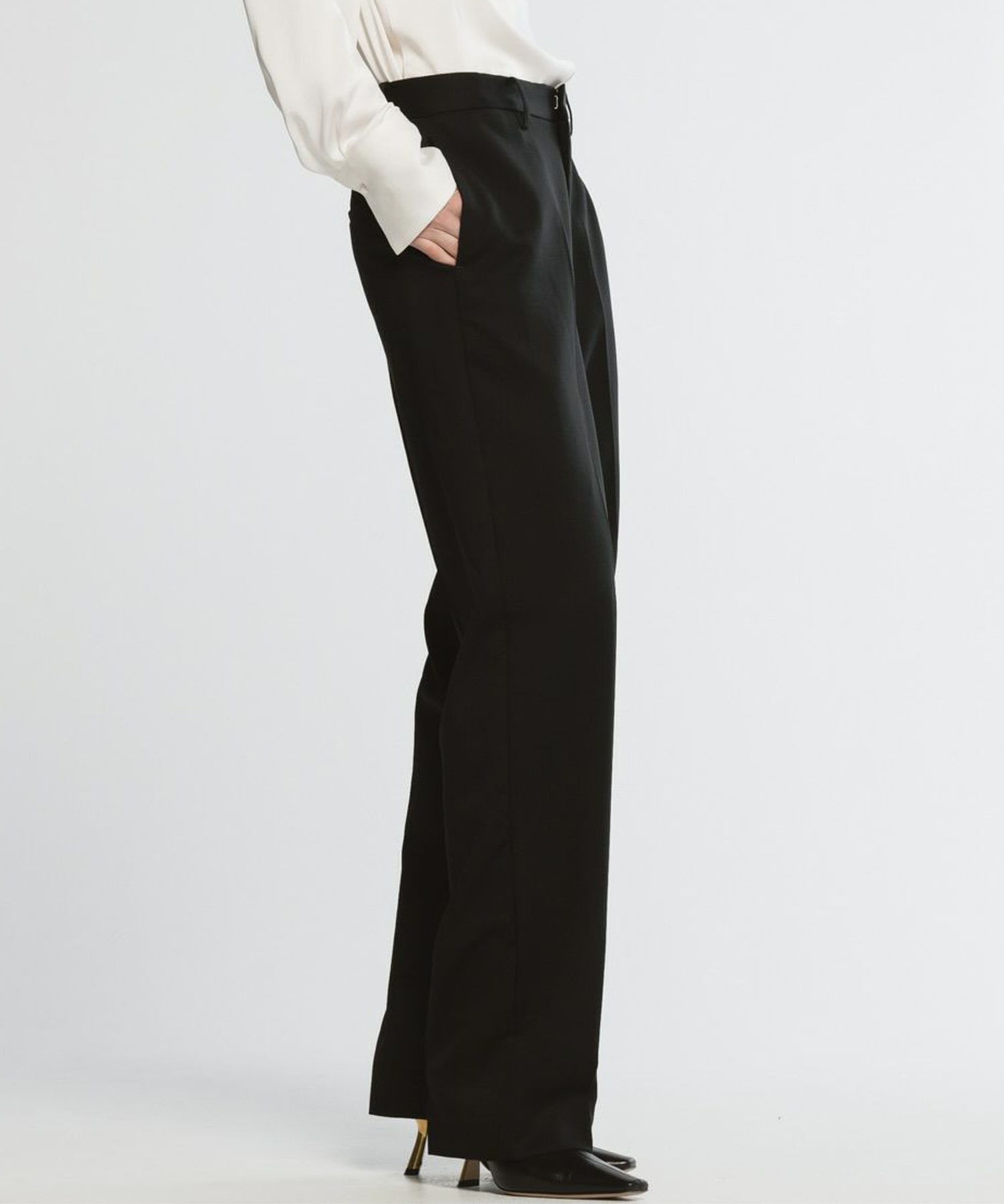 BLACK FORMAL STRAIGHT LEG TROUSERS CINOH