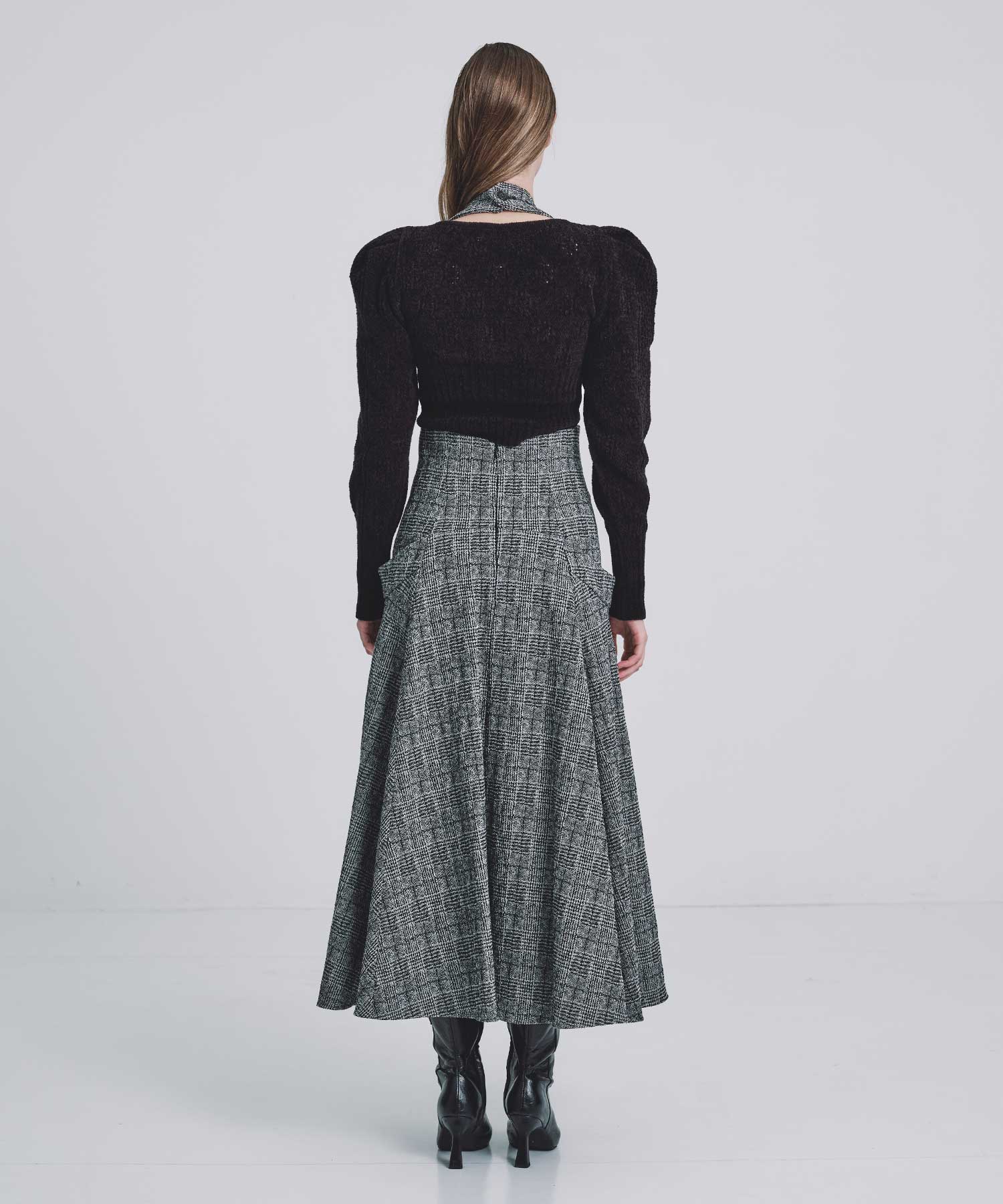 Glen check flared skirt FETICO