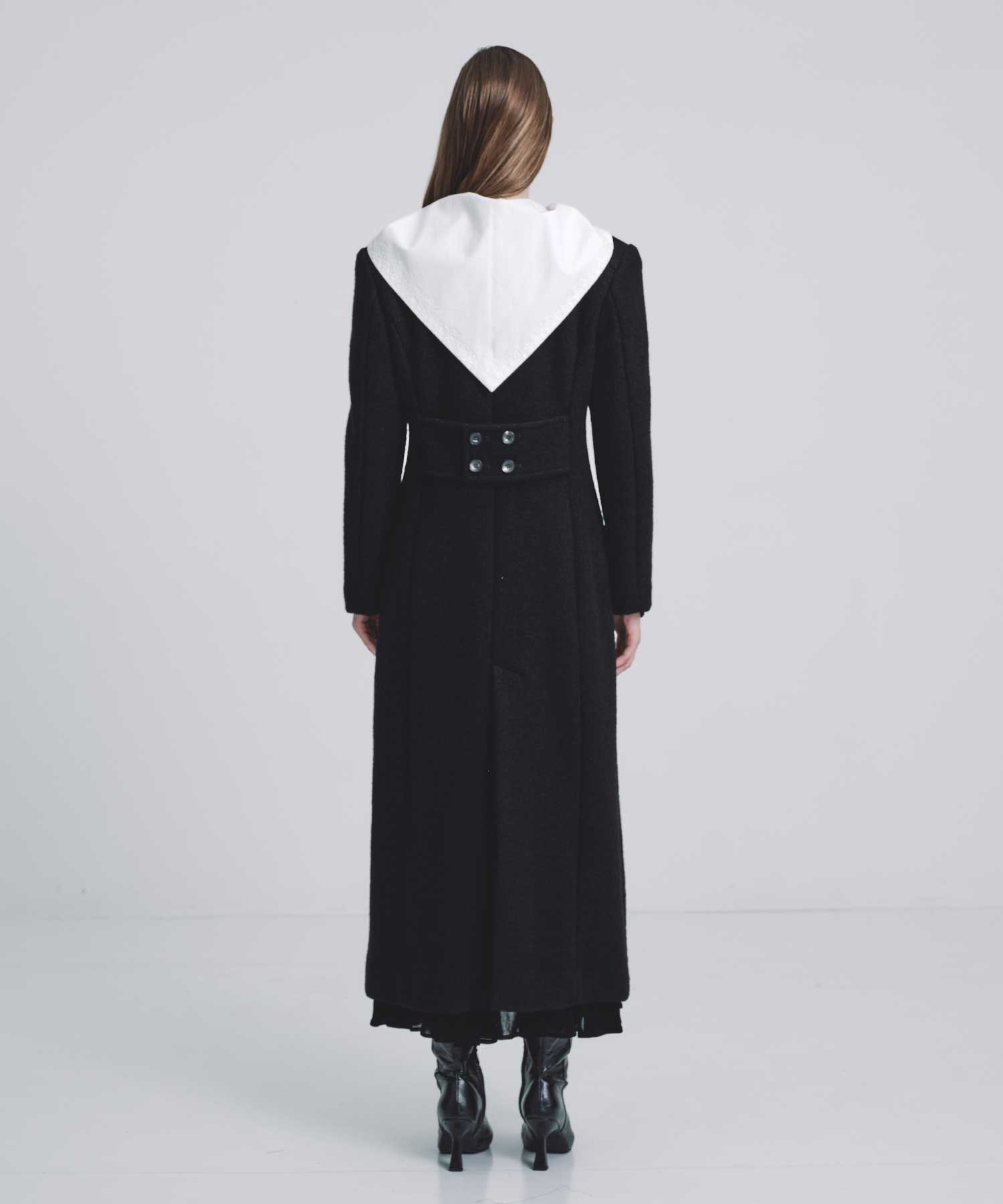 【新品タグ付】enof wool rever half coat 01 ブラック cape coat – ENOF
