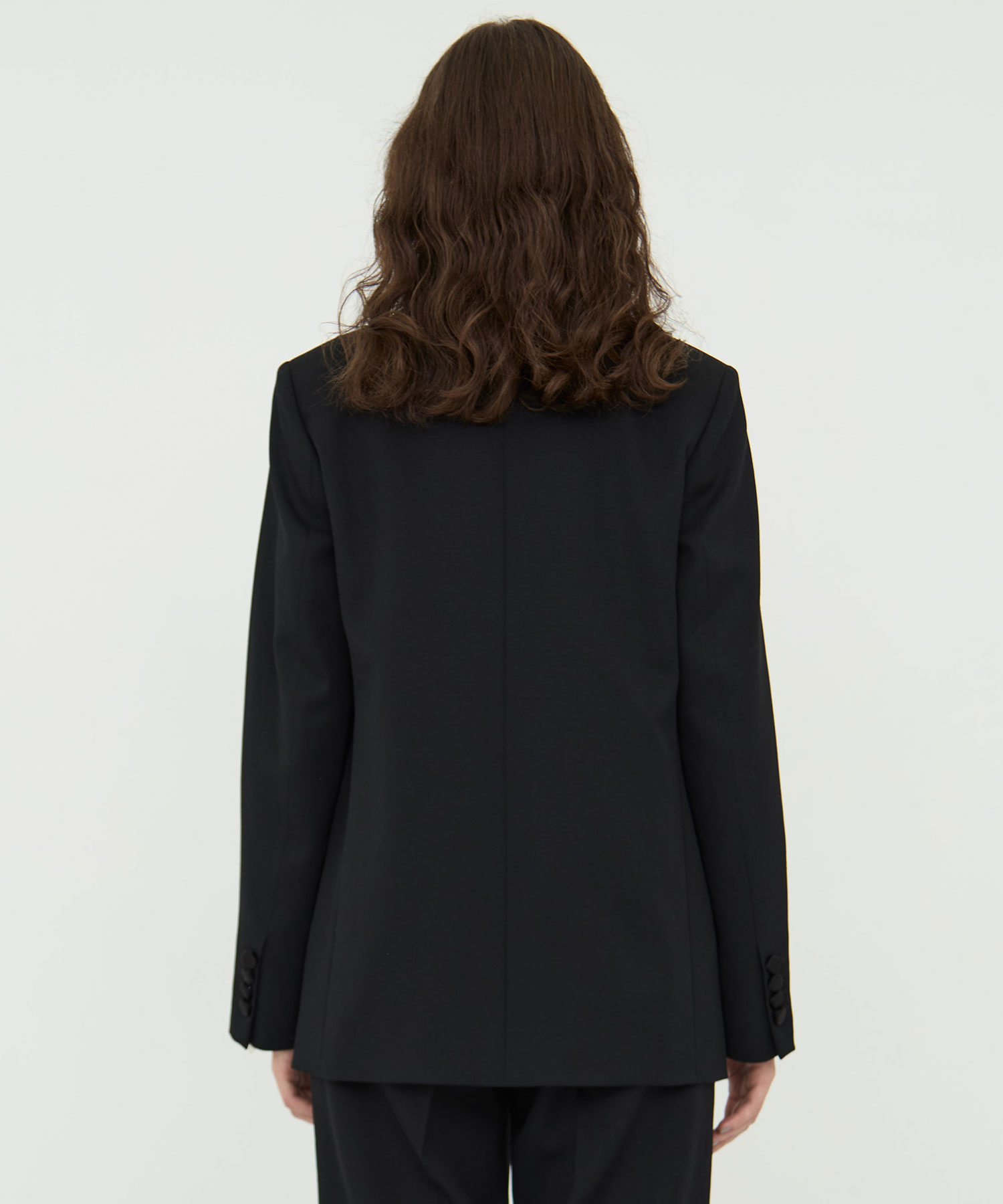 BLACK FORMAL NO COLLAR JACKET CINOH