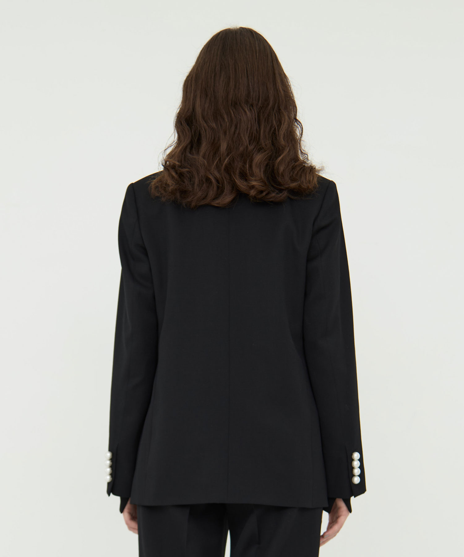 BLACK FORMAL NO COLLAR JACKET CINOH