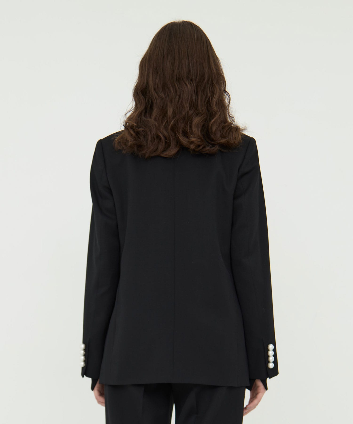 BLACK FORMAL NO COLLAR JACKET CINOH