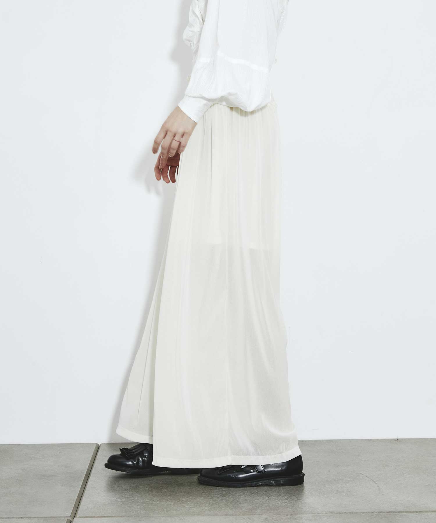 別注 Velvet tulle shirring wide pants FETICO
