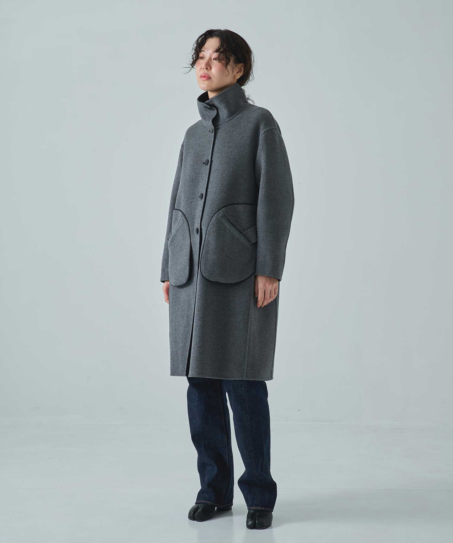 CASHMERE/SILK/WOOL STAND OVER COAT THE TOKYO