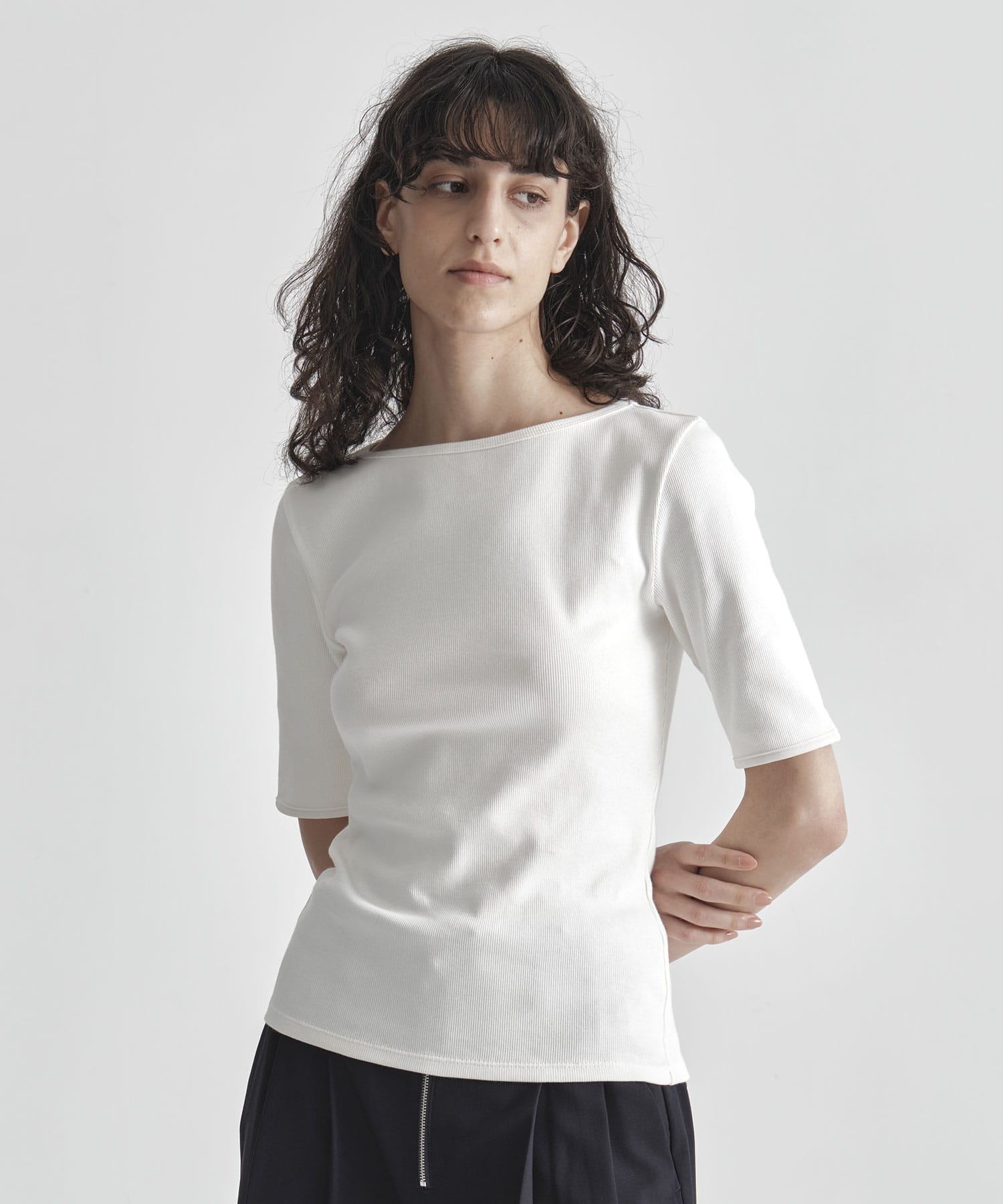 Boat Neck Rib Top THE TOKYO