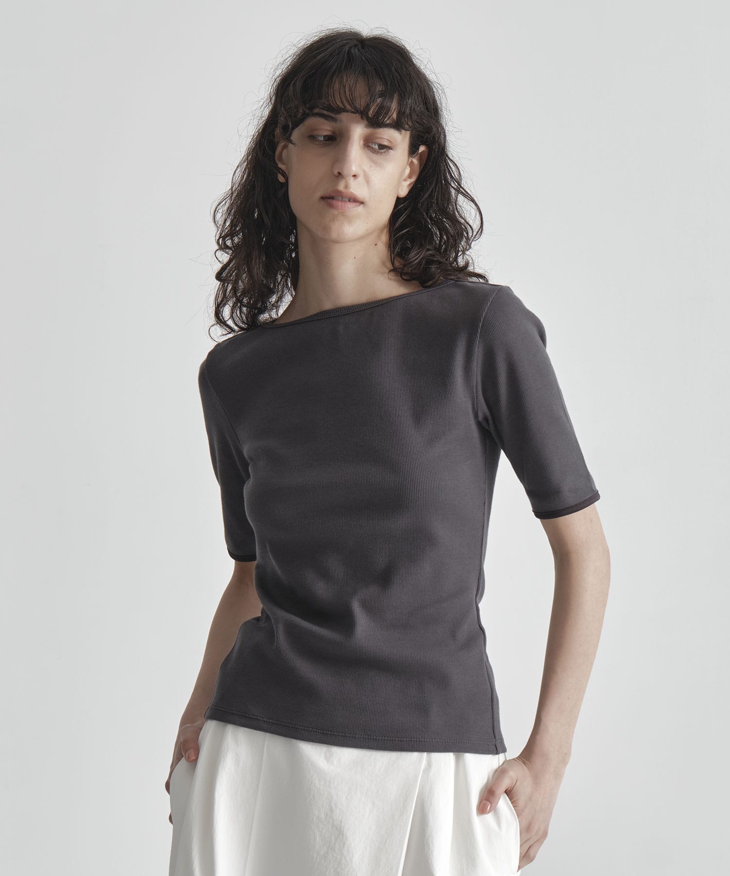 Boat Neck Rib Top THE TOKYO