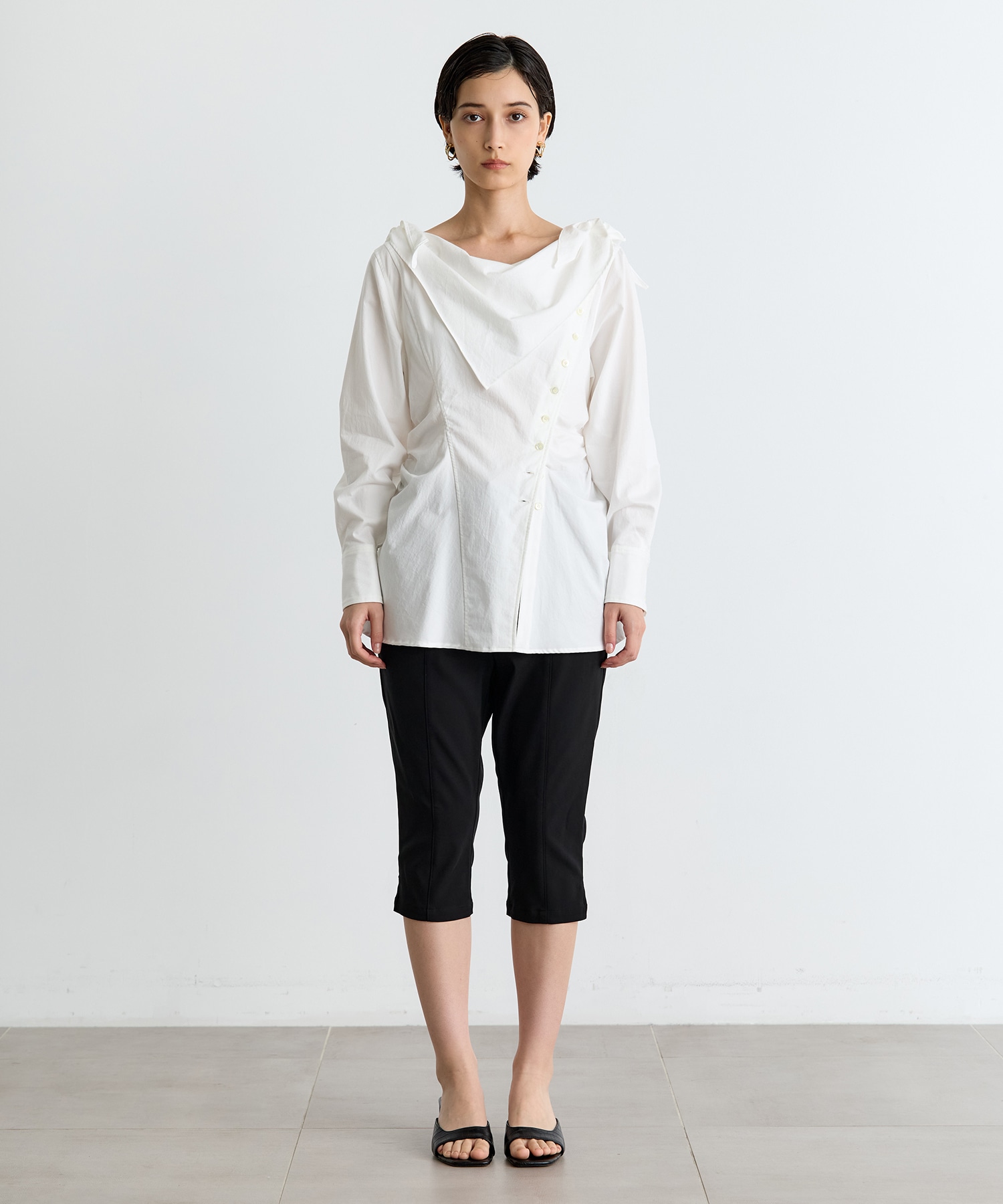 ORGANIC COTTON SCARF COLLAR BLOUSE FETICO