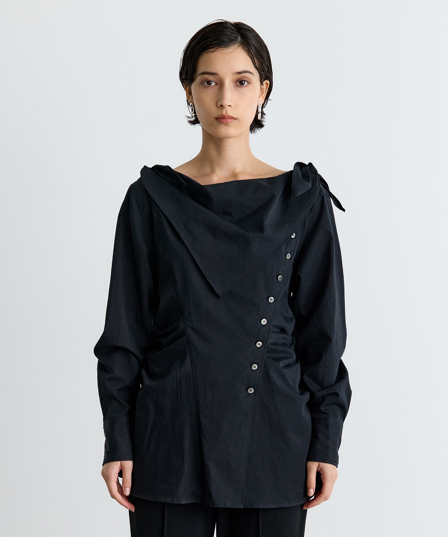 ORGANIC COTTON SCARF COLLAR BLOUSE FETICO