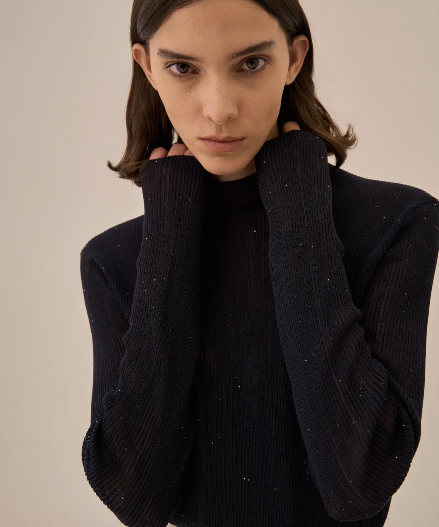 Basilia sequins knit pullover AKIRANAKA