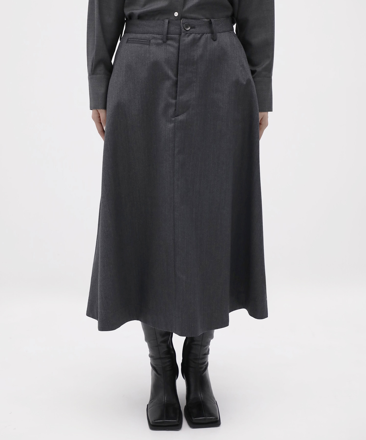 DRESS FLARE SK HERRINGBONE MADISONBLUE