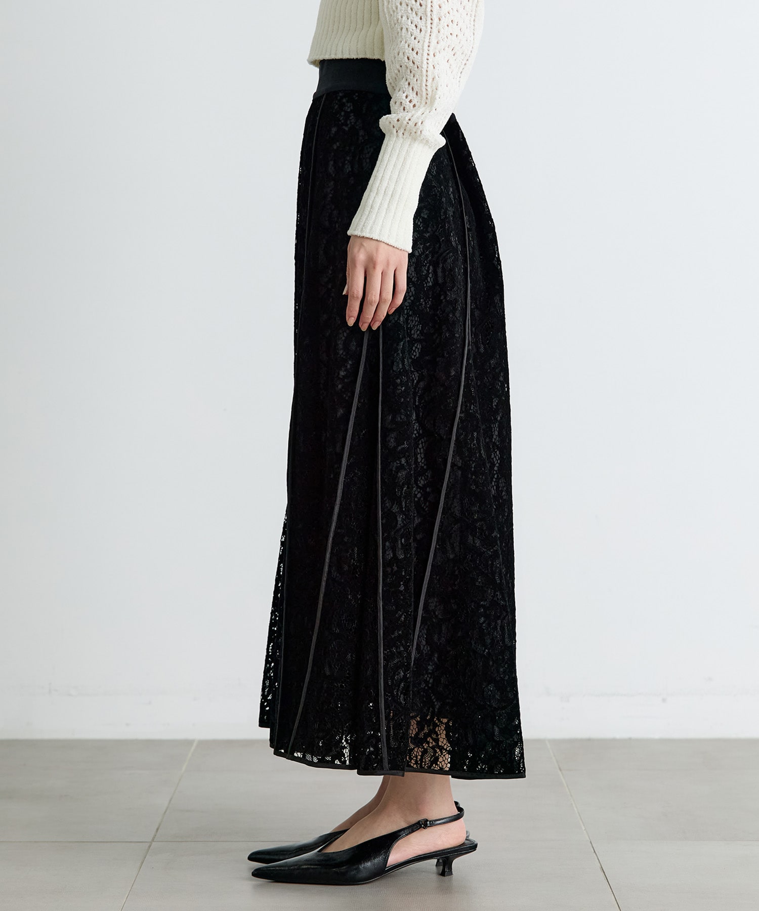 FLOCKED LACE FLARED SKIRT FETICO
