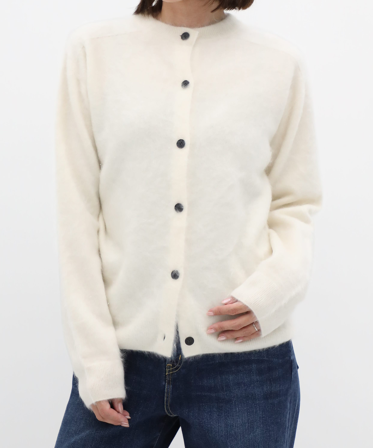 ROYAL CASHMERE FUR CREWNECK CARDIGAN ATON