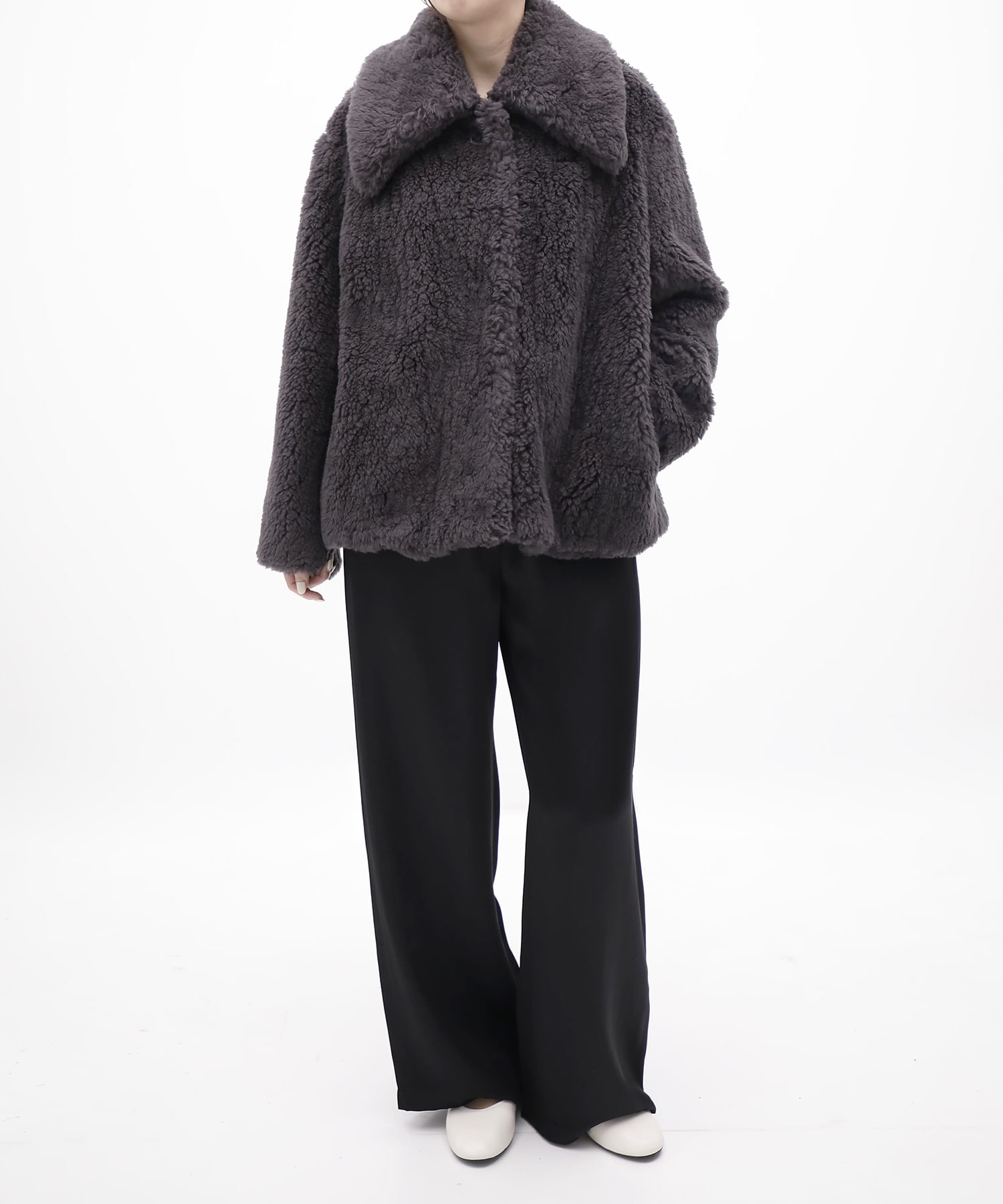 WOOL BOA WIDE COLLAR COAT FETICO