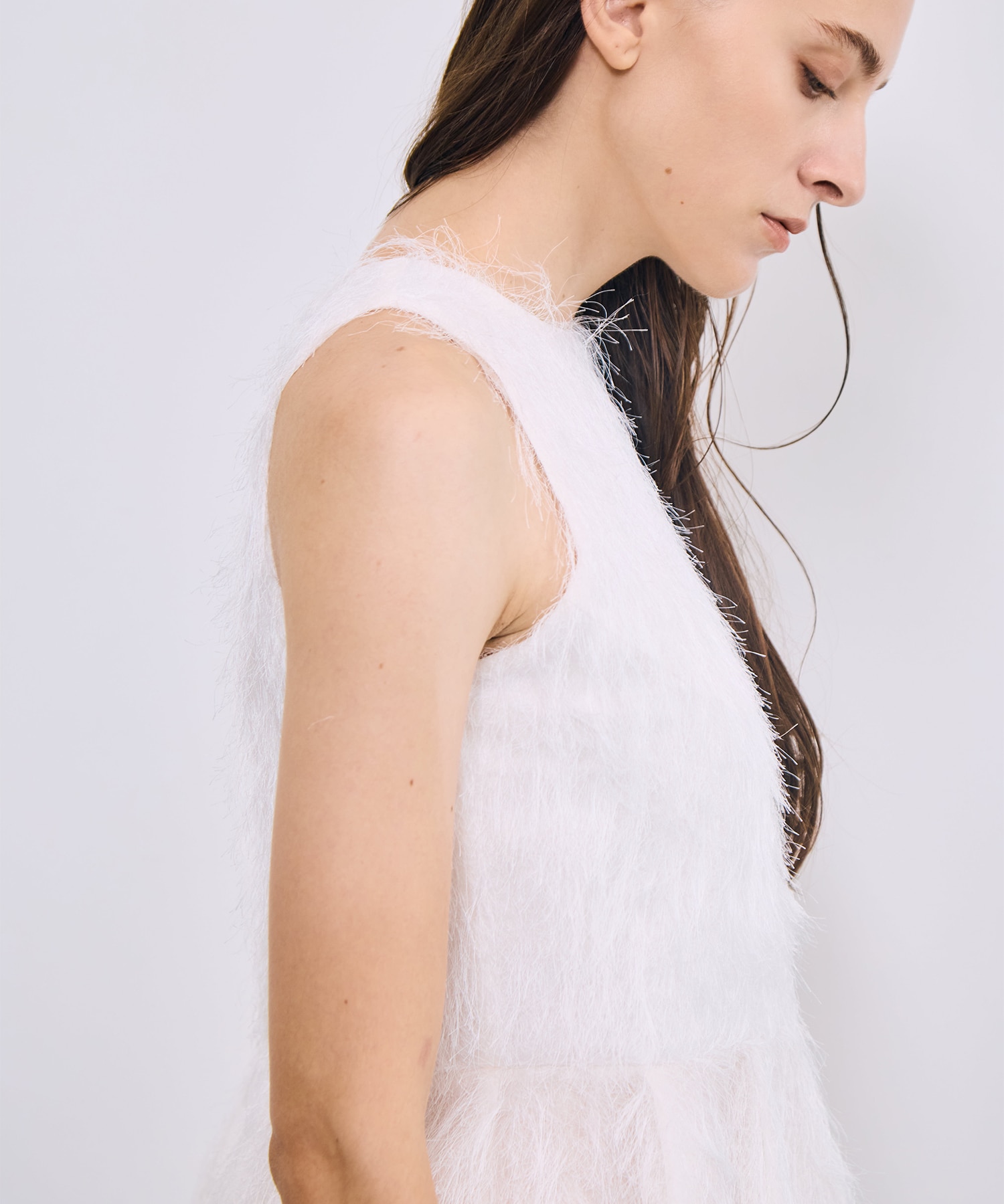 Shaggy Jacquard Peplum Tops RITAN