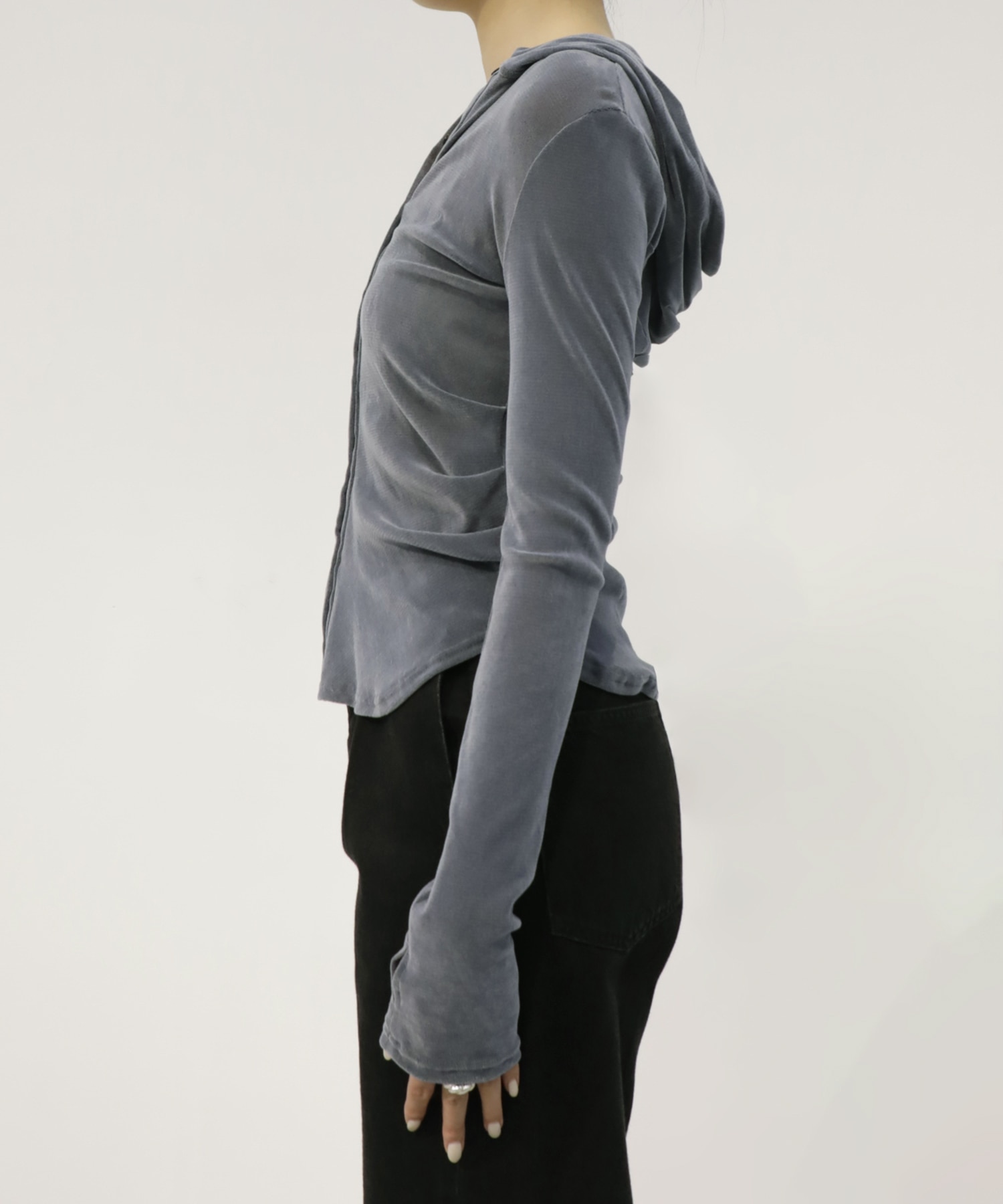 Velours Hoodie Cut Tops RITAN