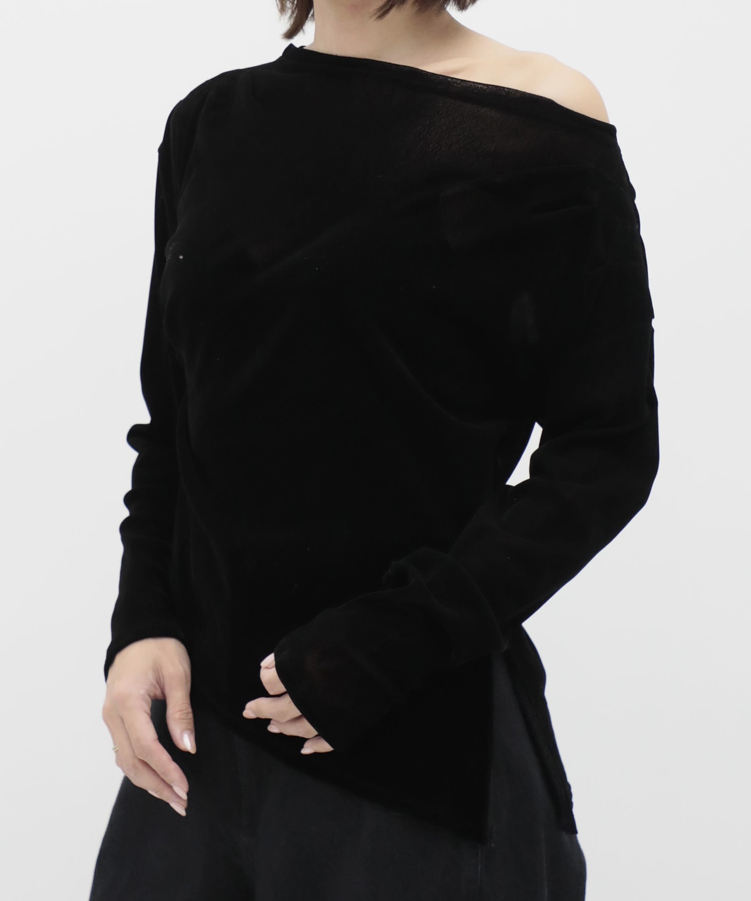 Velour One Shoulder Long T-Shirt RITAN