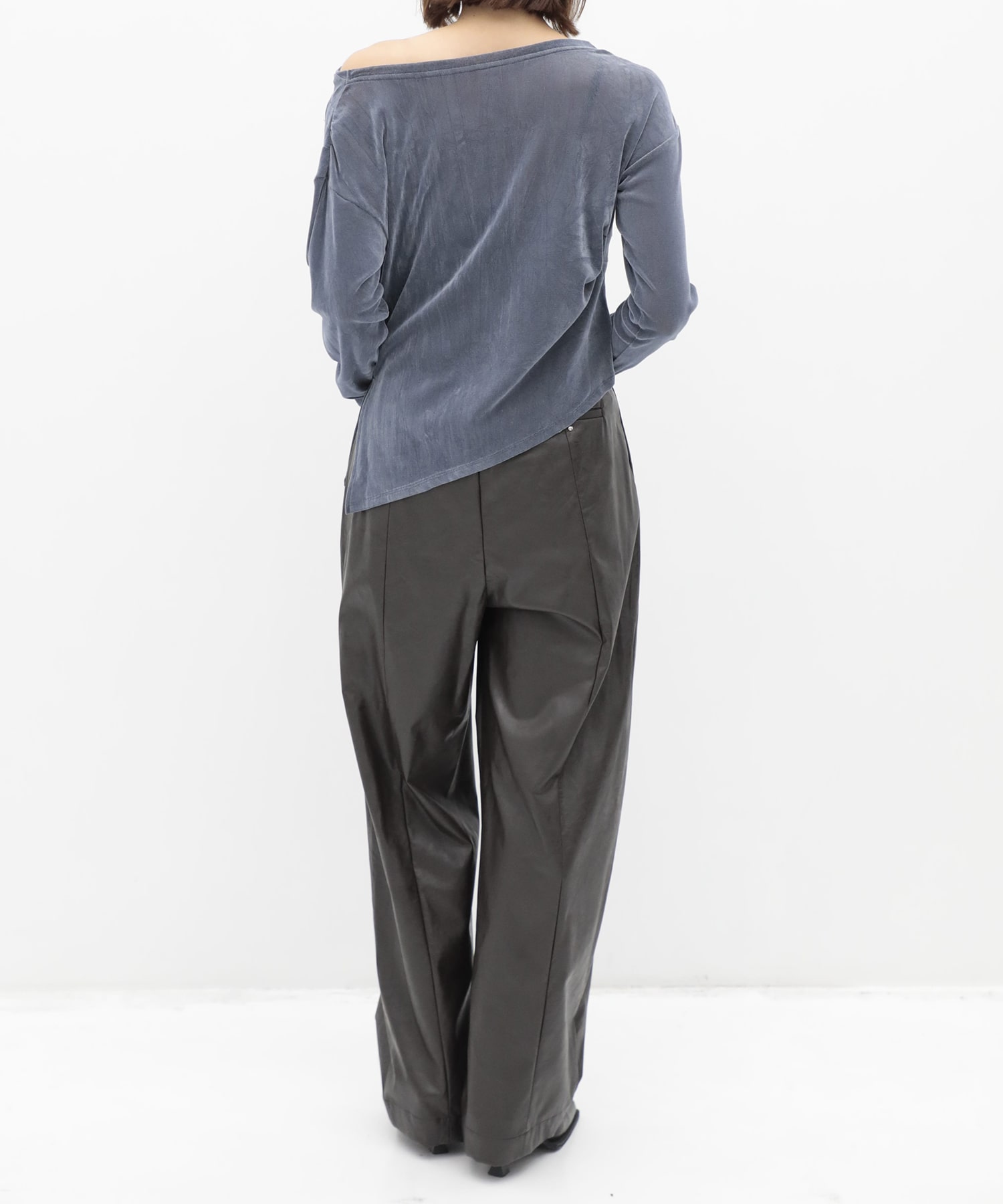 Velour One Shoulder Long T-Shirt RITAN