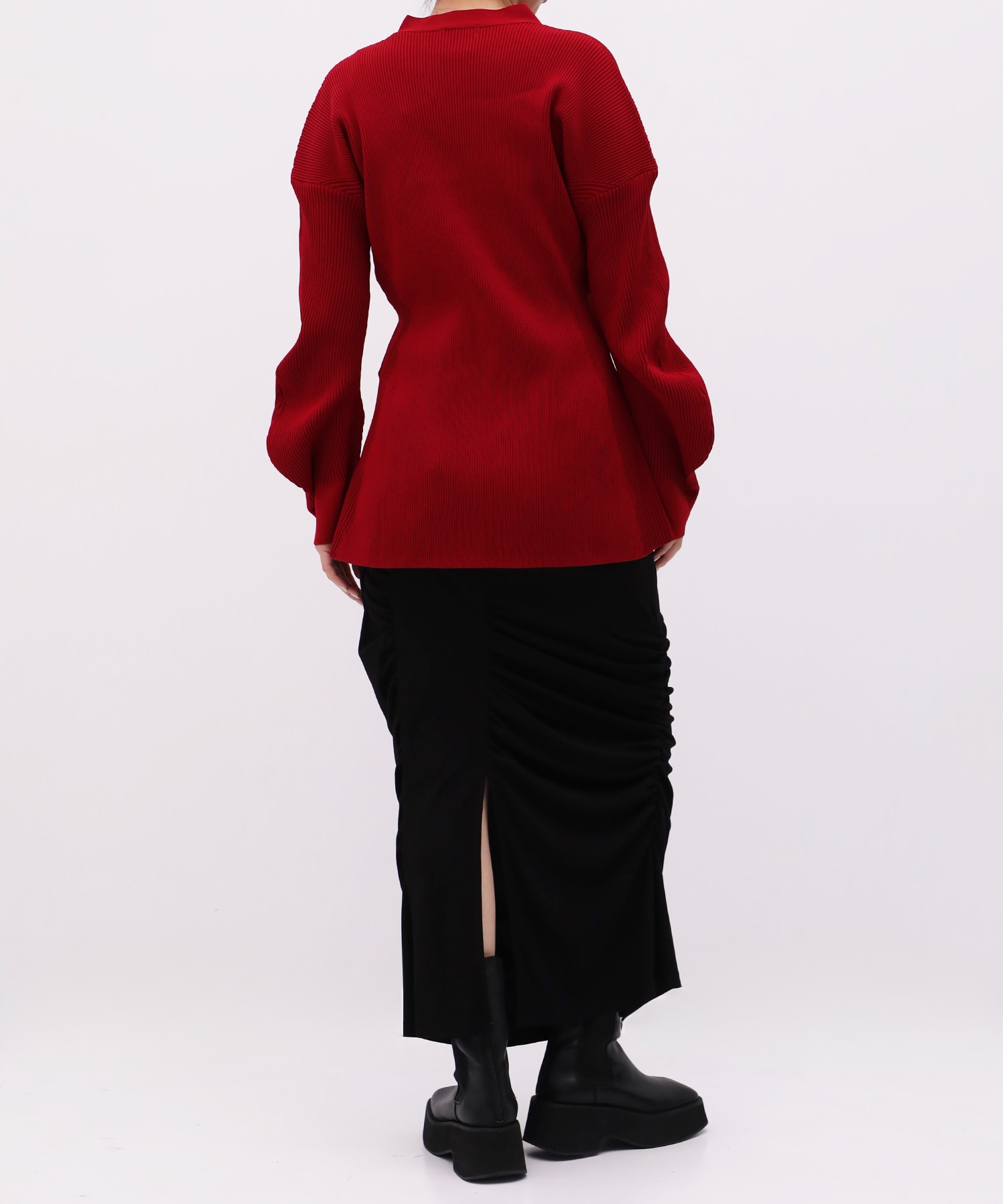 Arch Sleeve Rib Knit Cardigan RITAN