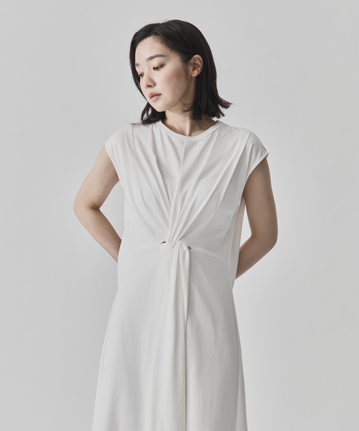 Shoulder Tuck Twist Dress CITY TOKYO