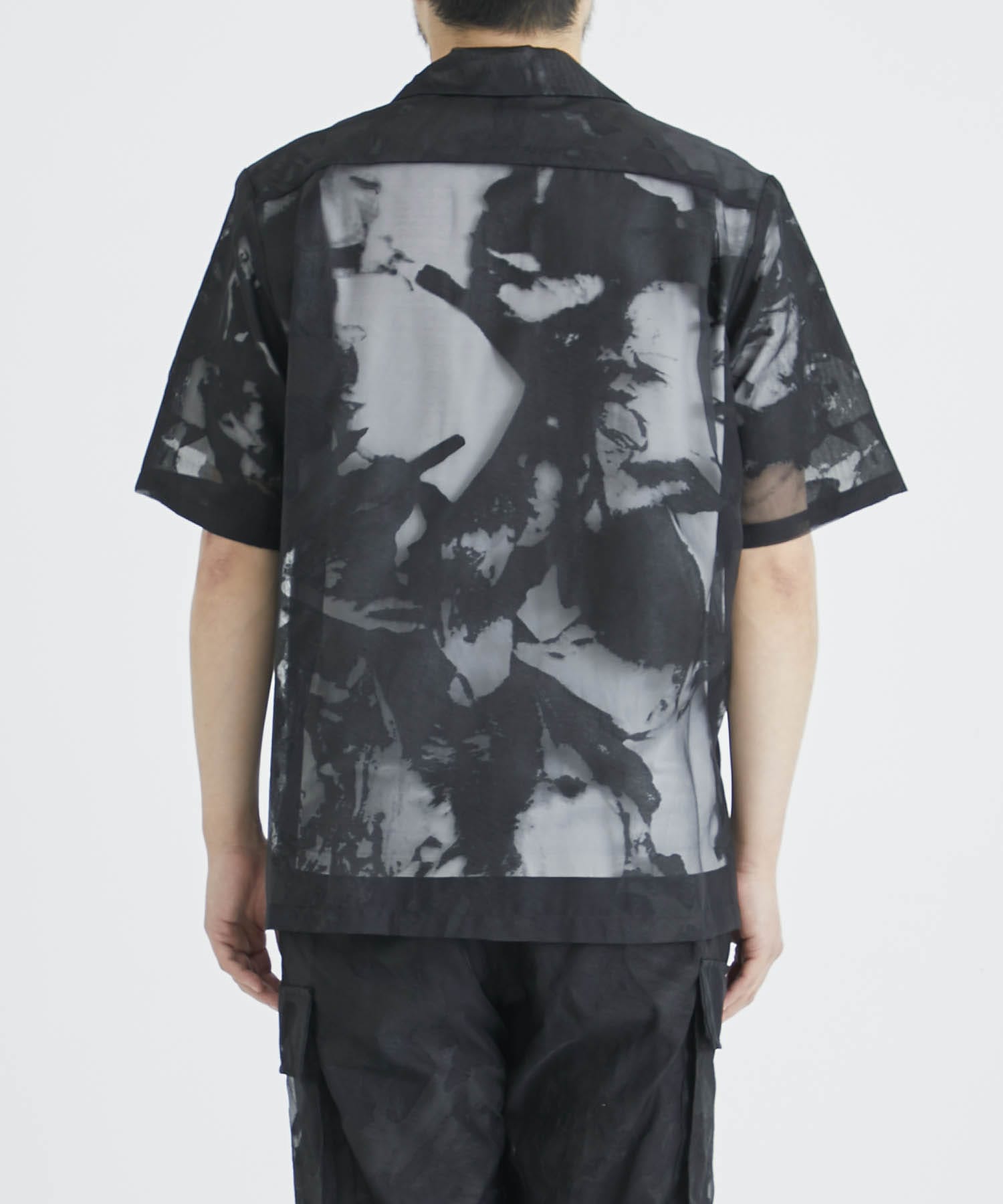 TRANSPARRENT FLOWER OPEN COLLAR SHIRTS TAAKK