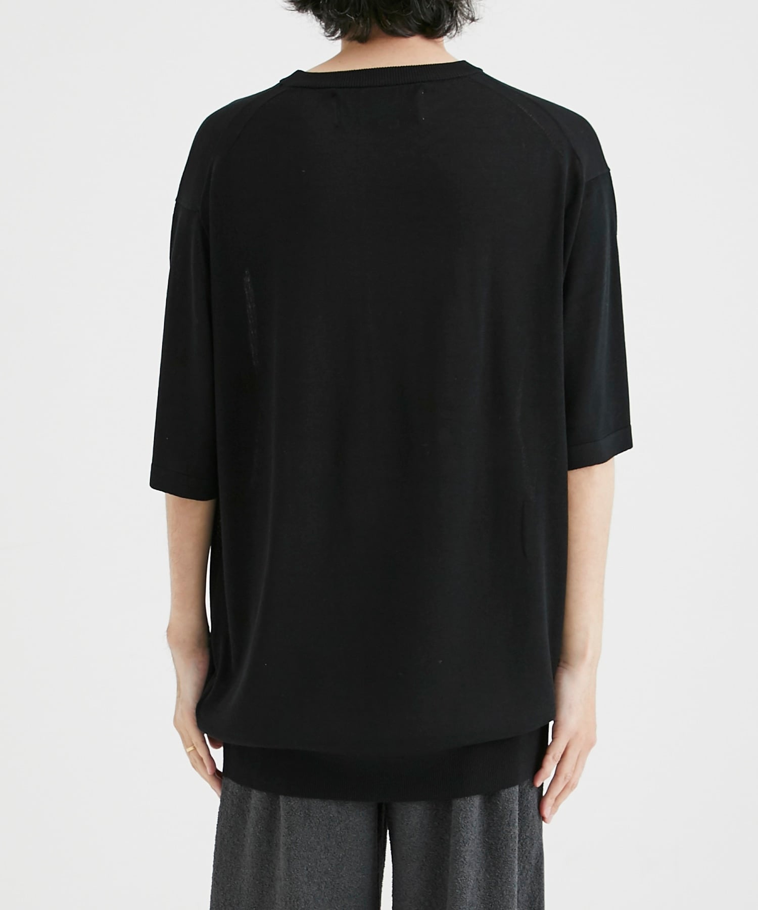 Washable silk Sheer knit T-shirts(1 BLACK): walenode: MEN｜THE TOKYO ONLINE  STORE