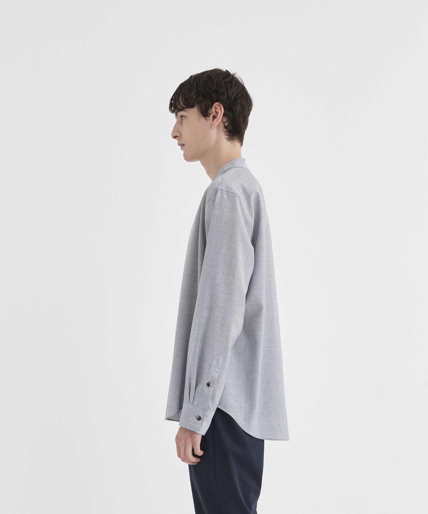 Reda Active Washable Wool Band Collar L/S Shirt THE TOKYO